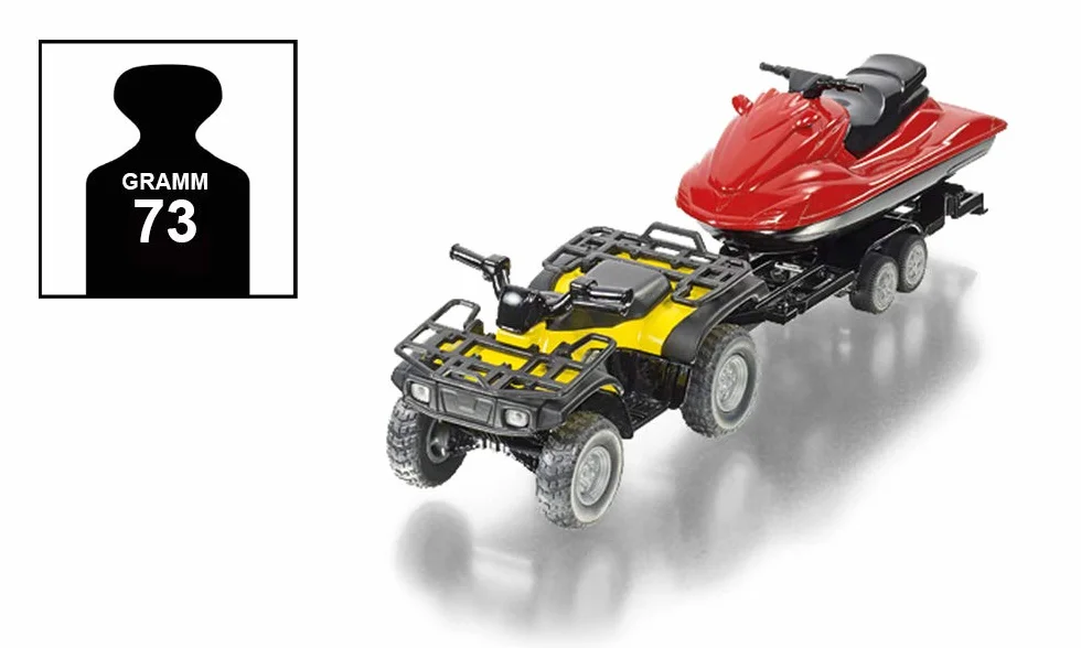 Siku 2314 Quad avec Remorque et Jet-Ski 1:50 Métal Plastique Jaune Rouge