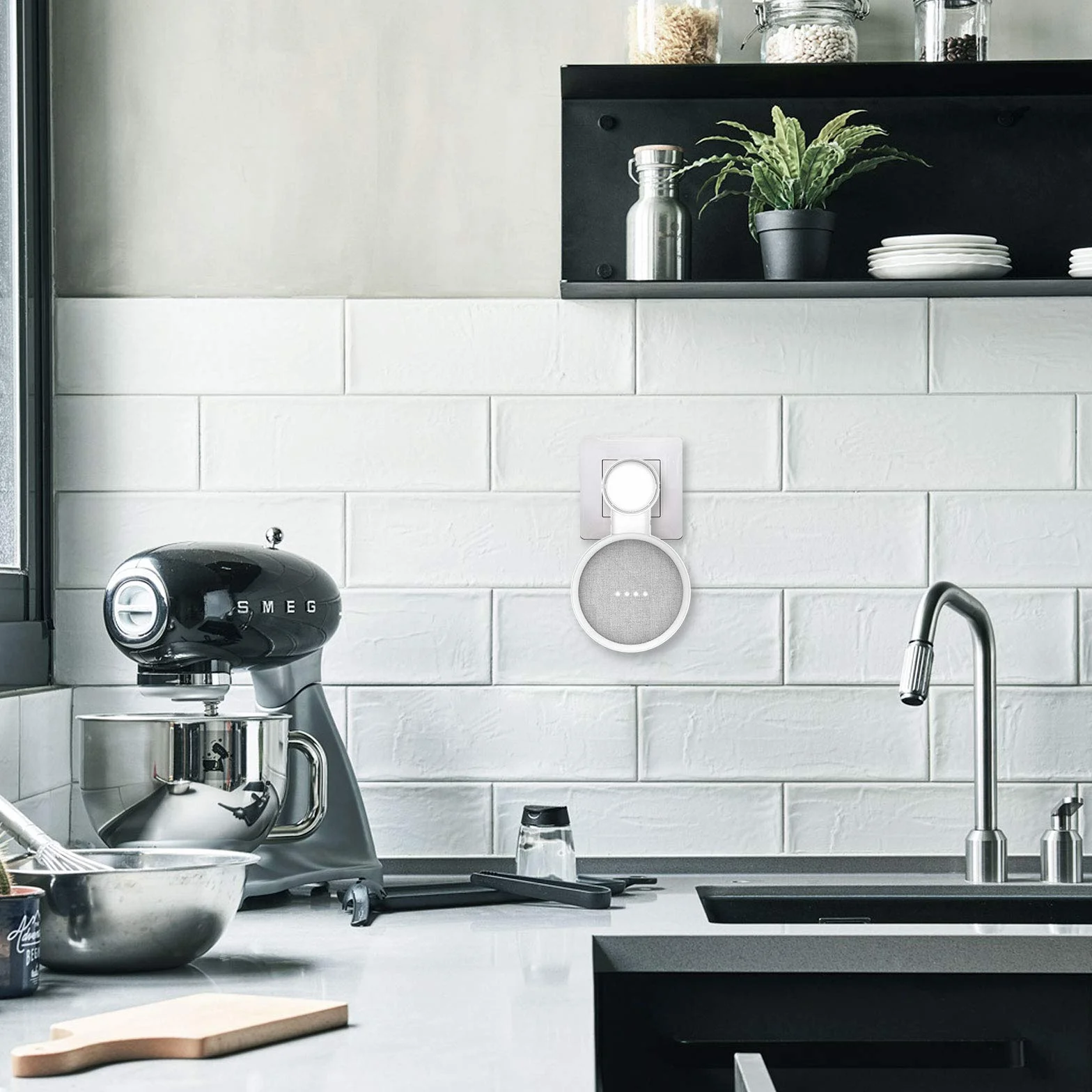 Support Mural pour Google Home Mini/Nest Mini (2nd Gen), Solution d'Espace-Économique pour Enceinte Intelligente, Blanc