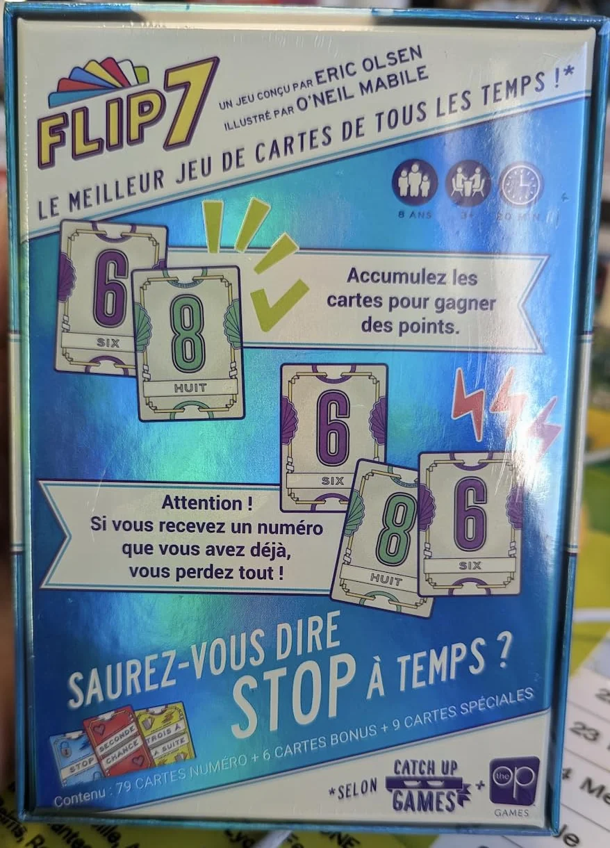 Catch Up Games Flip 7 Version Française Jeu de Cartes 3-6 Joueurs 8 Ans et Plus Règles Simples