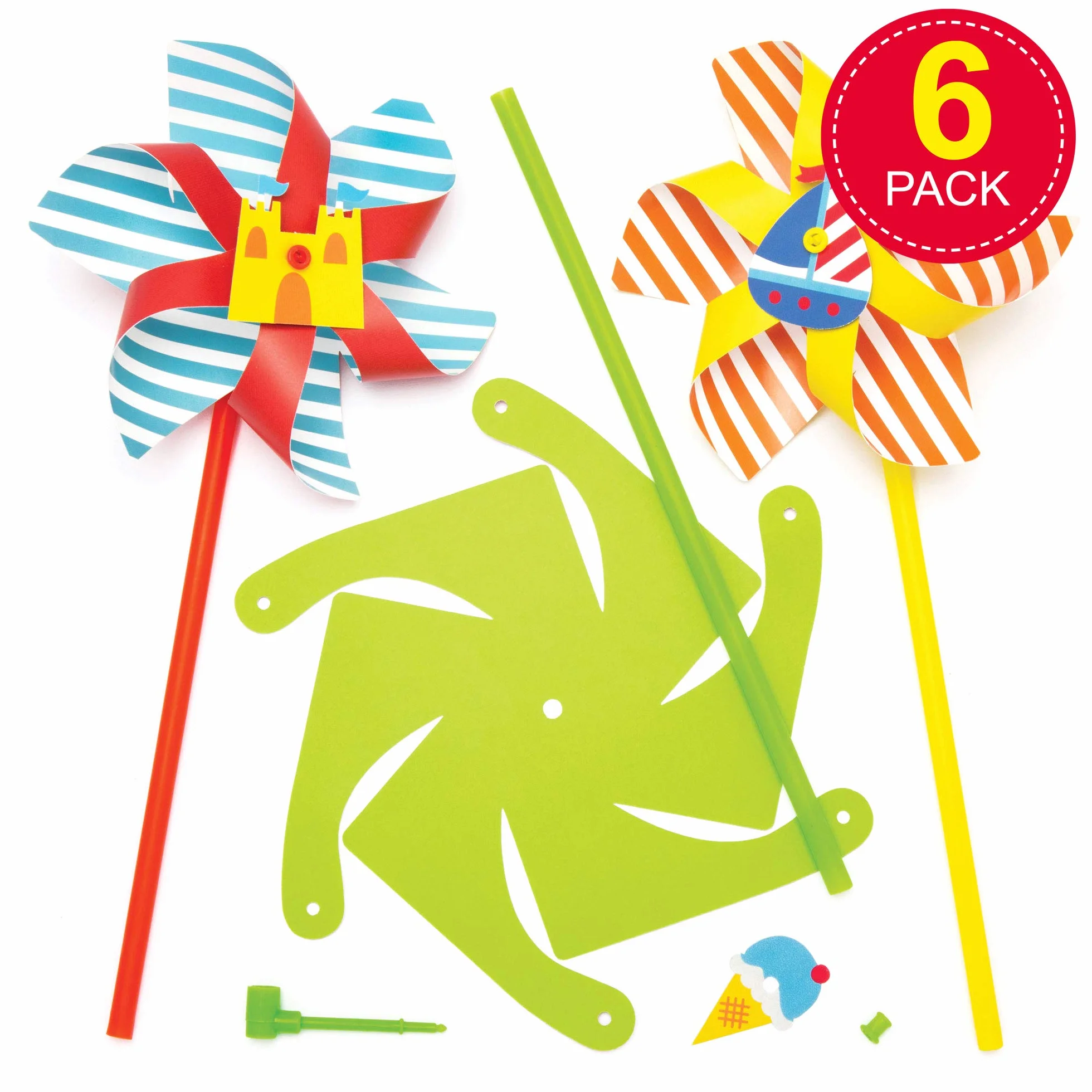 Baker Ross Moulin à Vent thème bord de Mer Lot de 6 Loisirs Créatifs pour Enfants