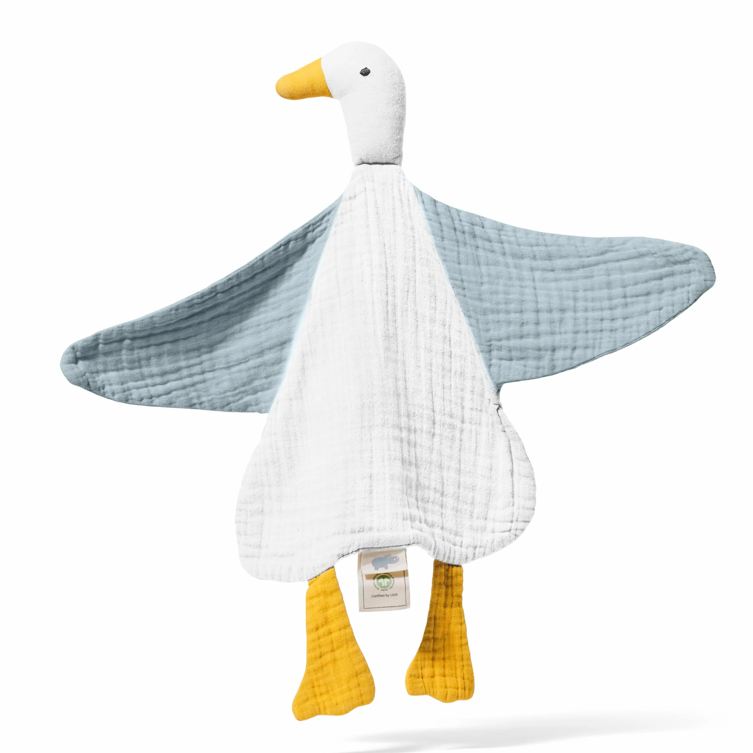 Doudou bébé Naissance I Canard Gaze de Coton Bio GOTS Ultra Doux Respirant Cadeau Nouveau-né