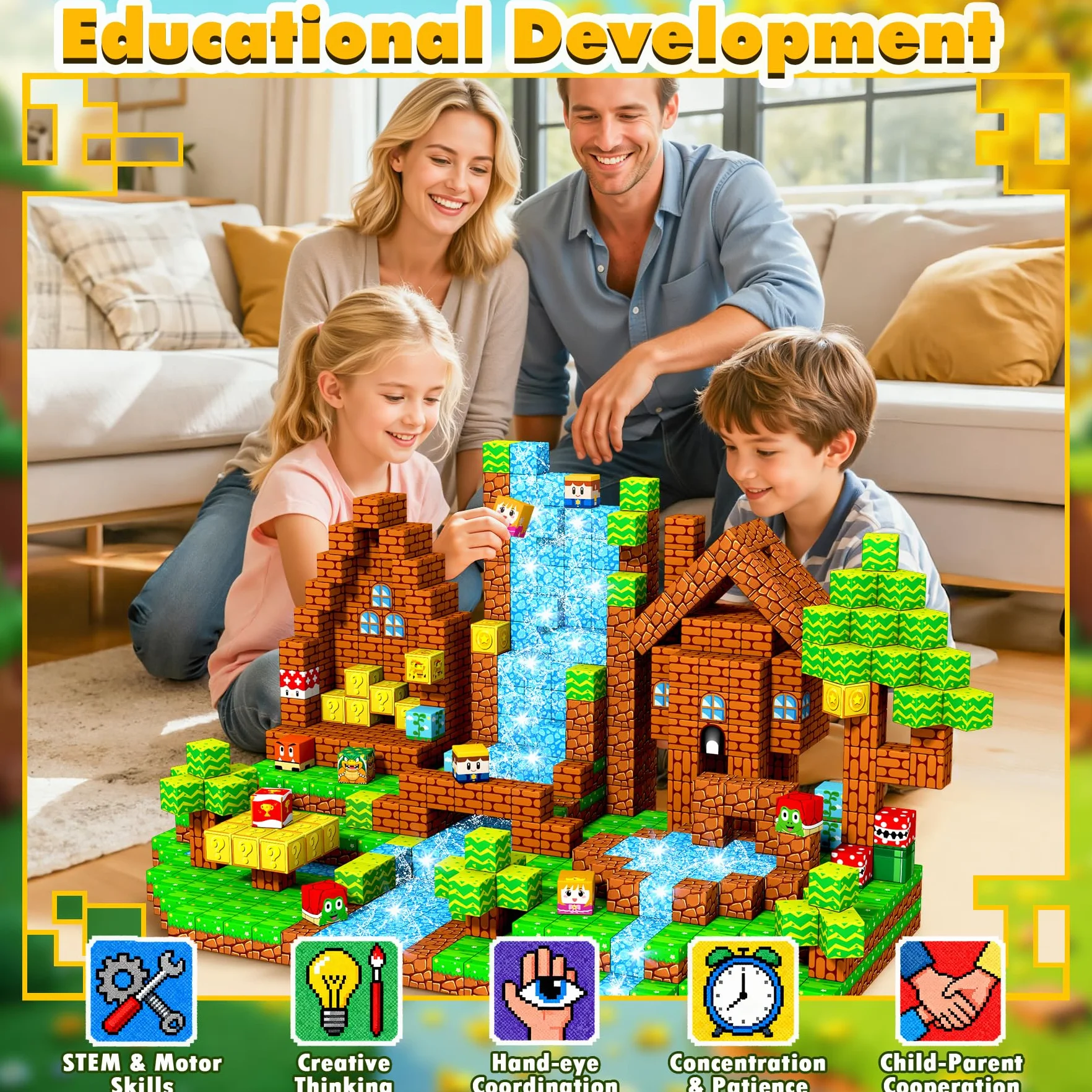 Bloc de Construction Magnétique 150 Pièces Cube Magnétique Enfant 3-10 Ans