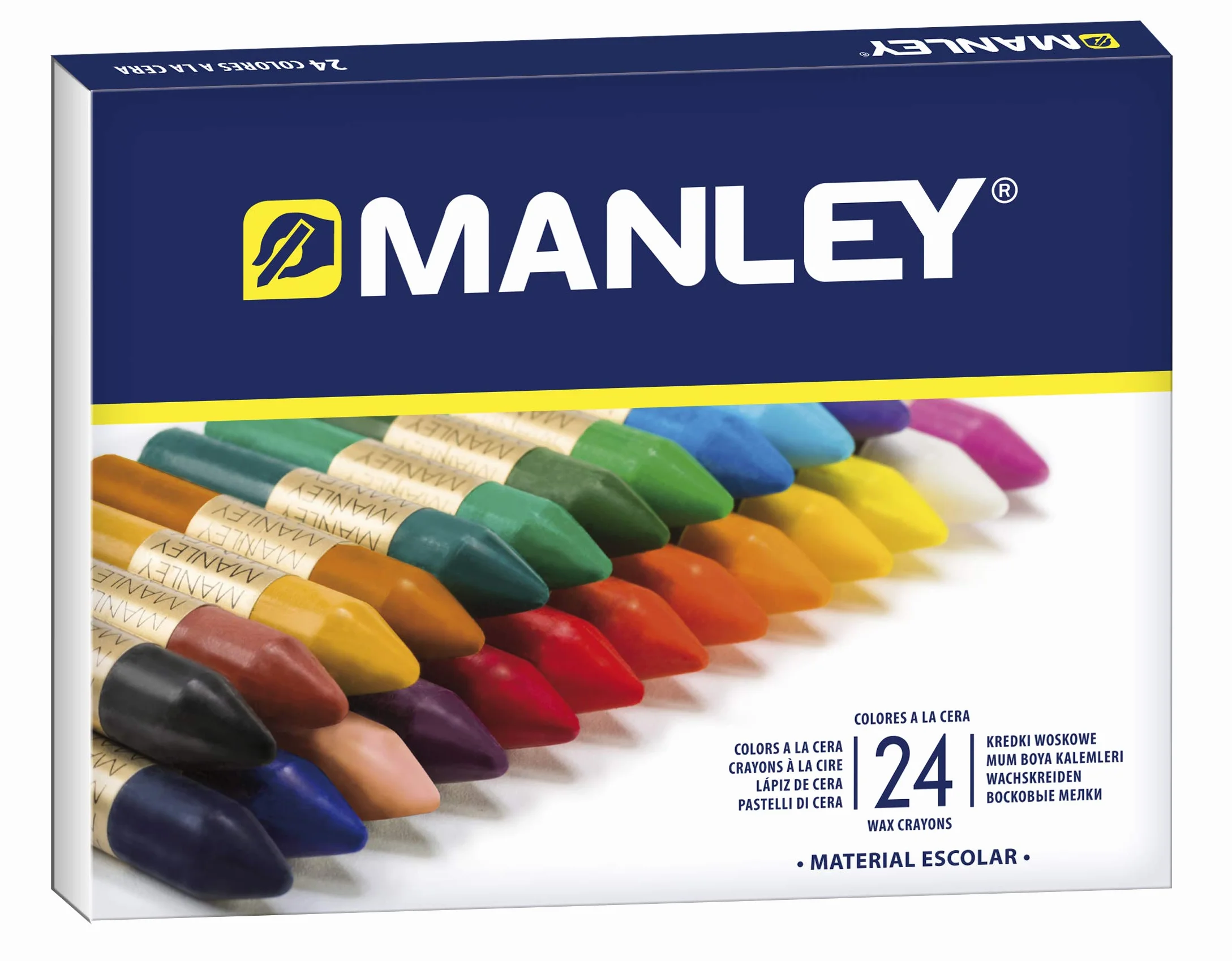 Manley Craies à la Cire 24 Unités Professionnelles Pochette Couleurs Assorties