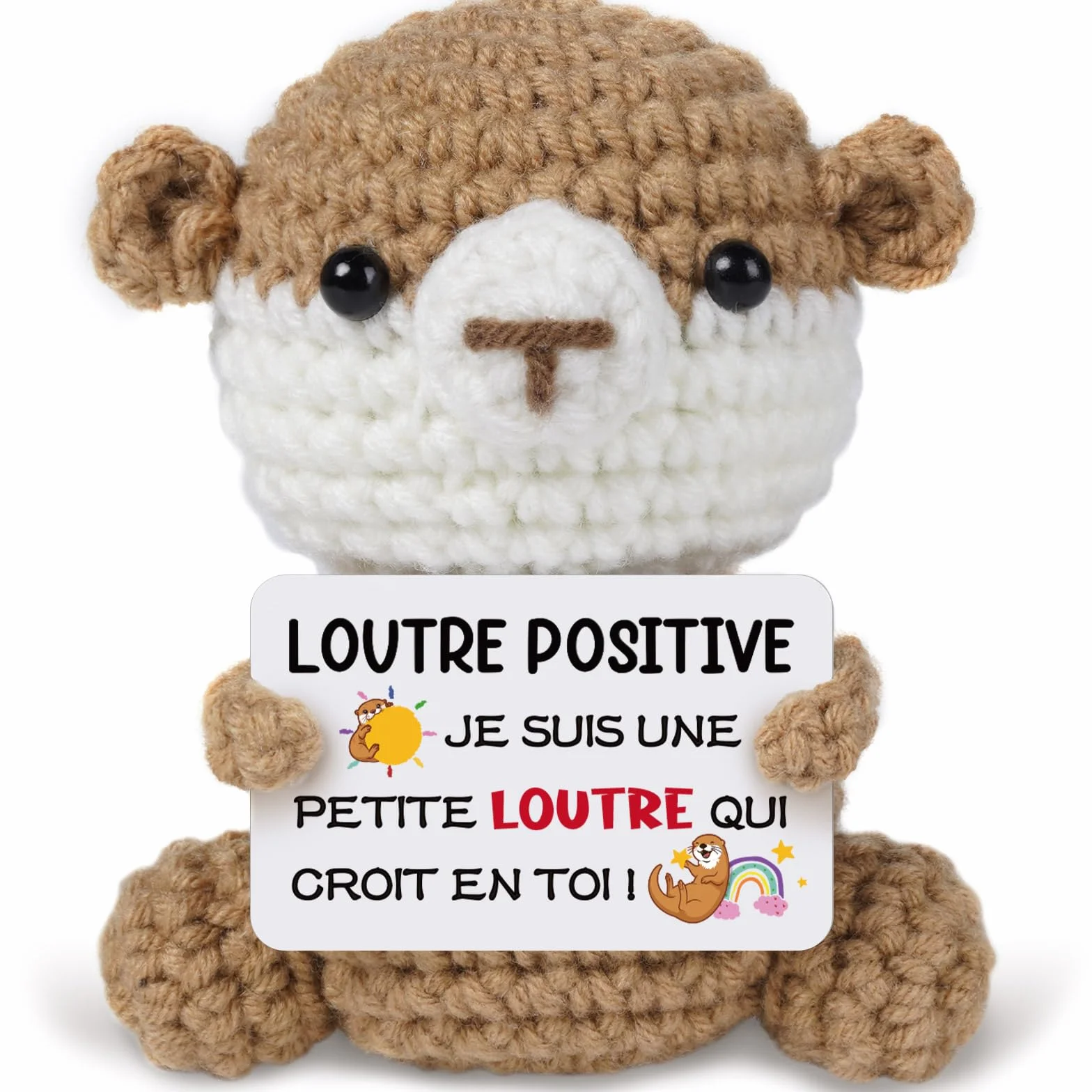 Peluche Loutre Positive avec Carte - Cadeau Original Femme Homme