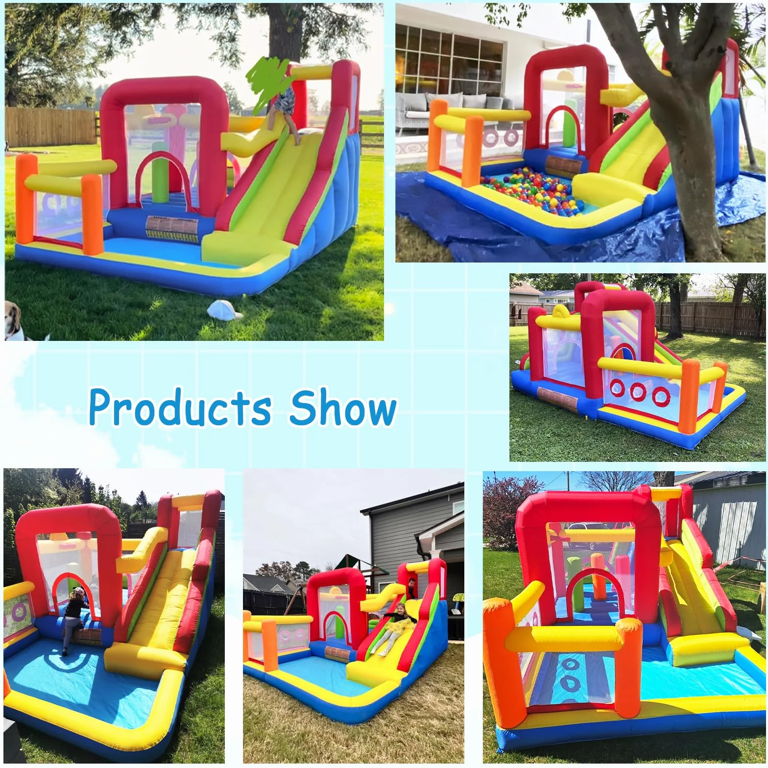 Ballsea Château Gonflable pour Enfants avec Souffleur - Multifonctionnel, Filet de Sécurité, Intérieur/Extérieur