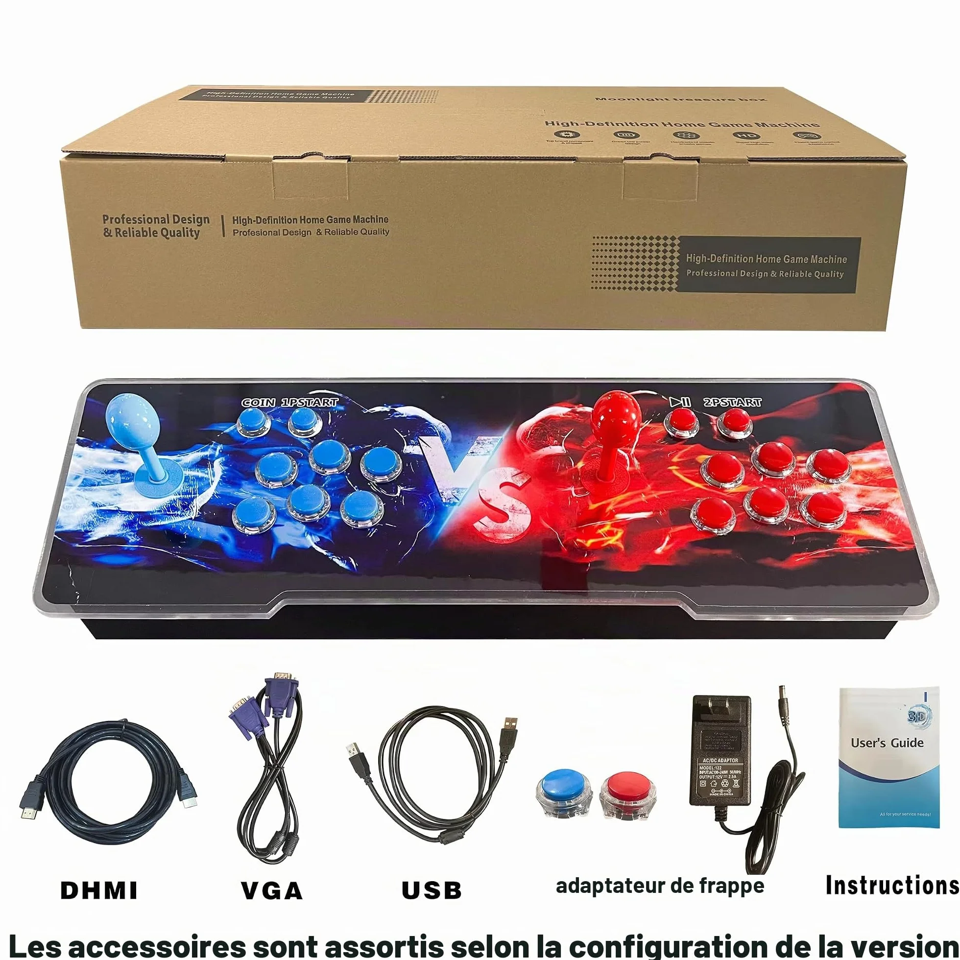 Console de Jeu d'Arcade Rétro DX 9800 pour PC Projecteur TV 2-4 Joueurs 1280x720