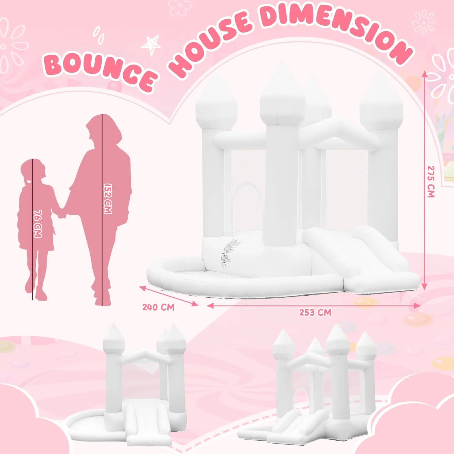 Château Gonflable avec Toboggan et Piscine à Balles pour Enfants 3-10 Ans 140KG