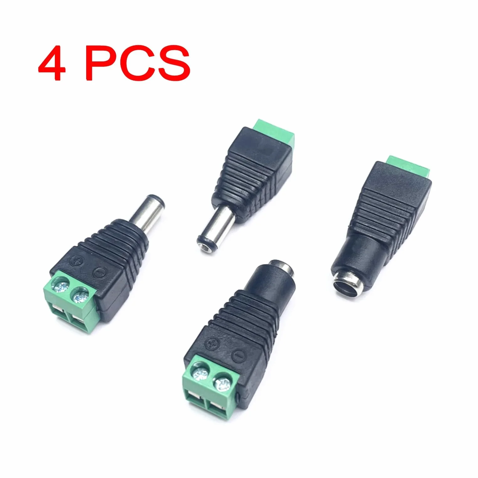JZK Lot de 4 adaptateurs DC 5,5 mm x 2,1 mm mâle et femelle pour caméra CCTV LED