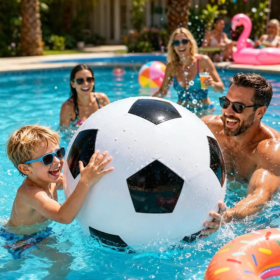 Grand Ballon de Football 100 cm, Ballon Gonflable XXL avec Pompe, Noir et Blanc