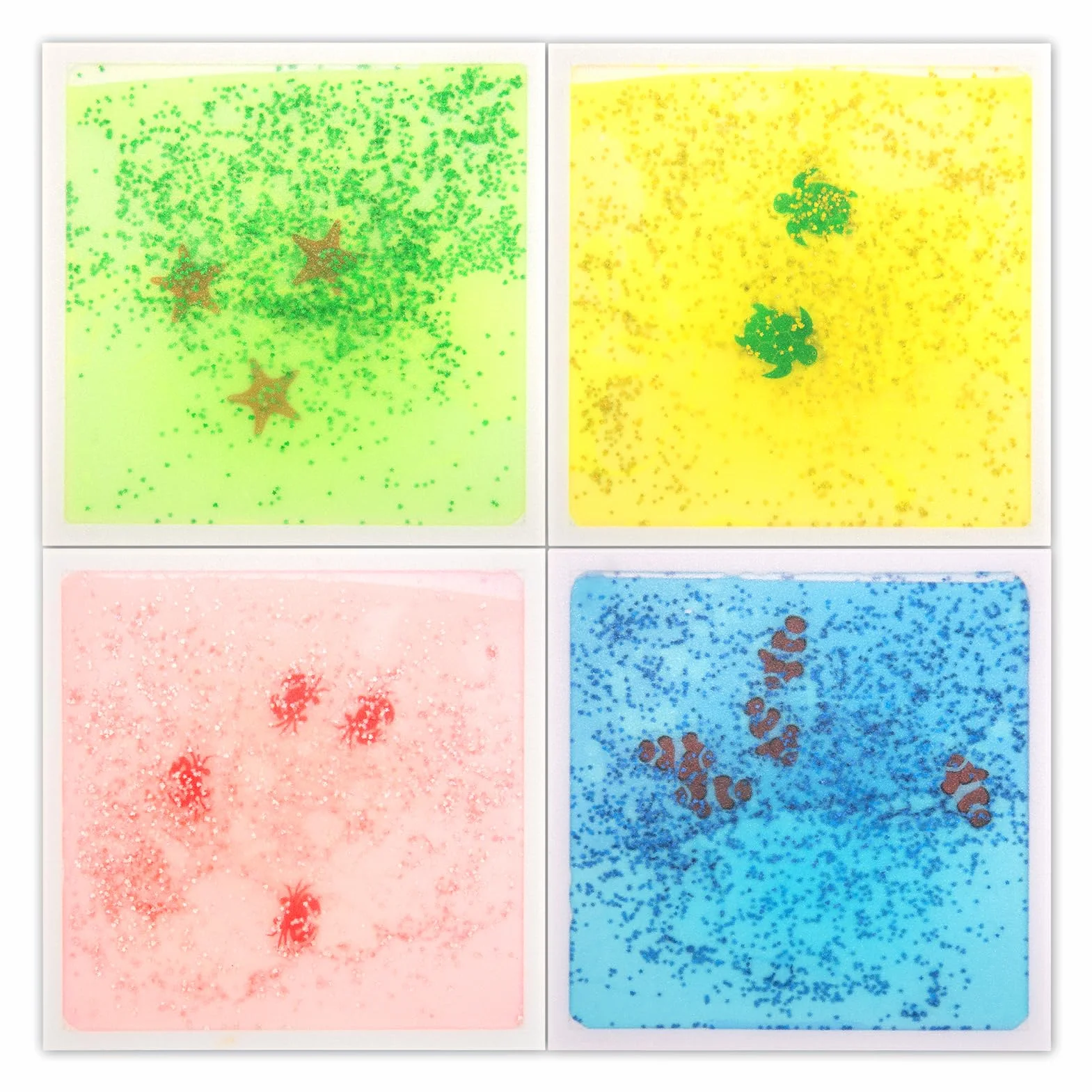 Art3d Lot de 4 Carreaux de Sol sensoriels liquides Fusion Liquide colorée 30x30cm Monde de la mer