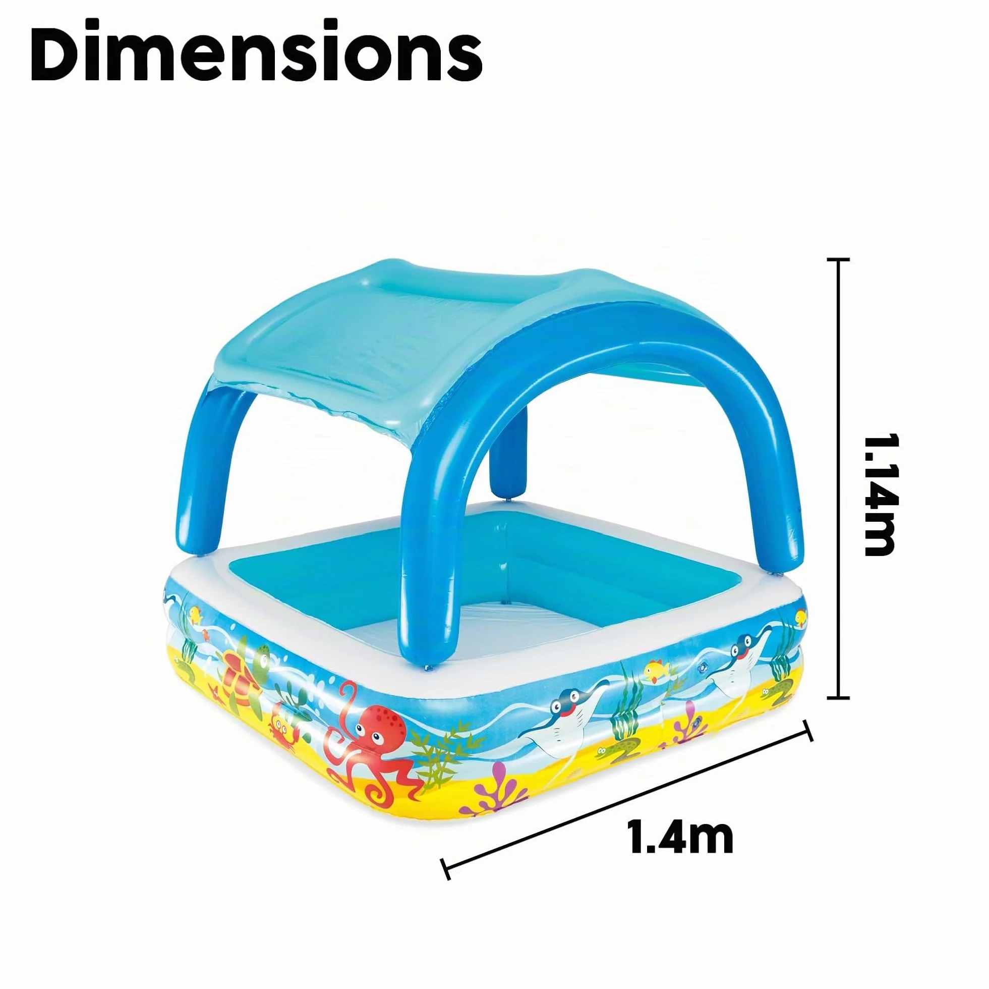 Bestway Piscine de jeu avec auvent bleu 140x140x114 cm