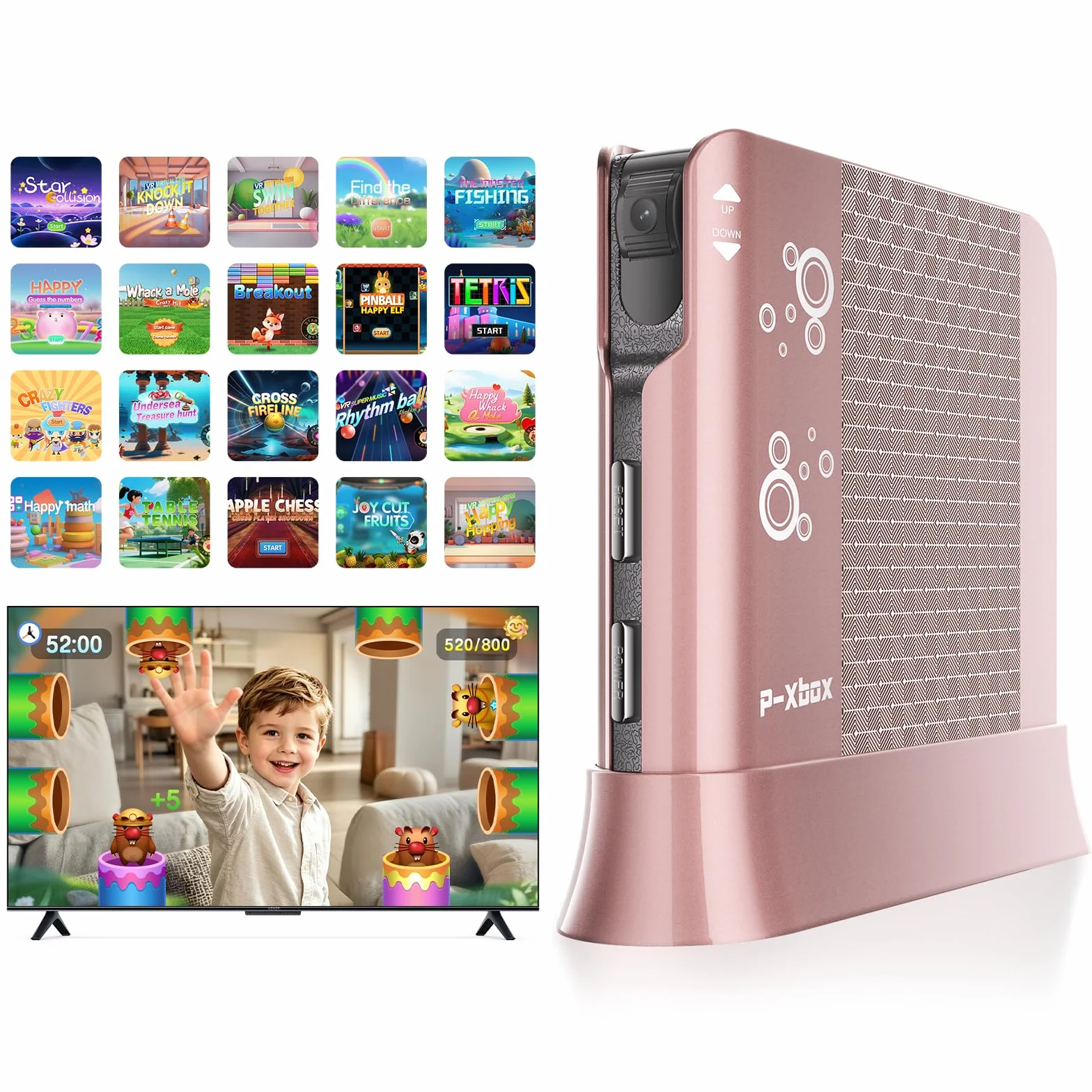 Console de Jeux pour Enfants avec Jeux de Mouvement Plug & Play pour TV, Activité Physique en Intérieur