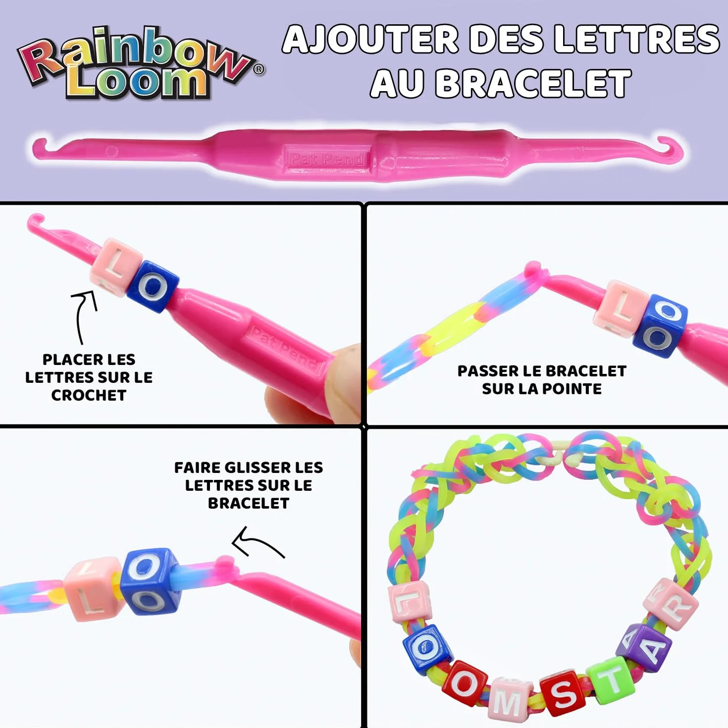 BANDAI Rainbow Loom Boutique Coffret Fabrication Bracelets Élastiques 4000 Élastiques Crochets Beadmojis Charms Enfant 7 ans+