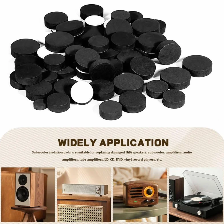 Patins d'Isolation Acoustique 16 Pièces 30x15mm Mousse EVA Anti-dérapant pour Subwoofer Amplificateur Home Cinéma Noir