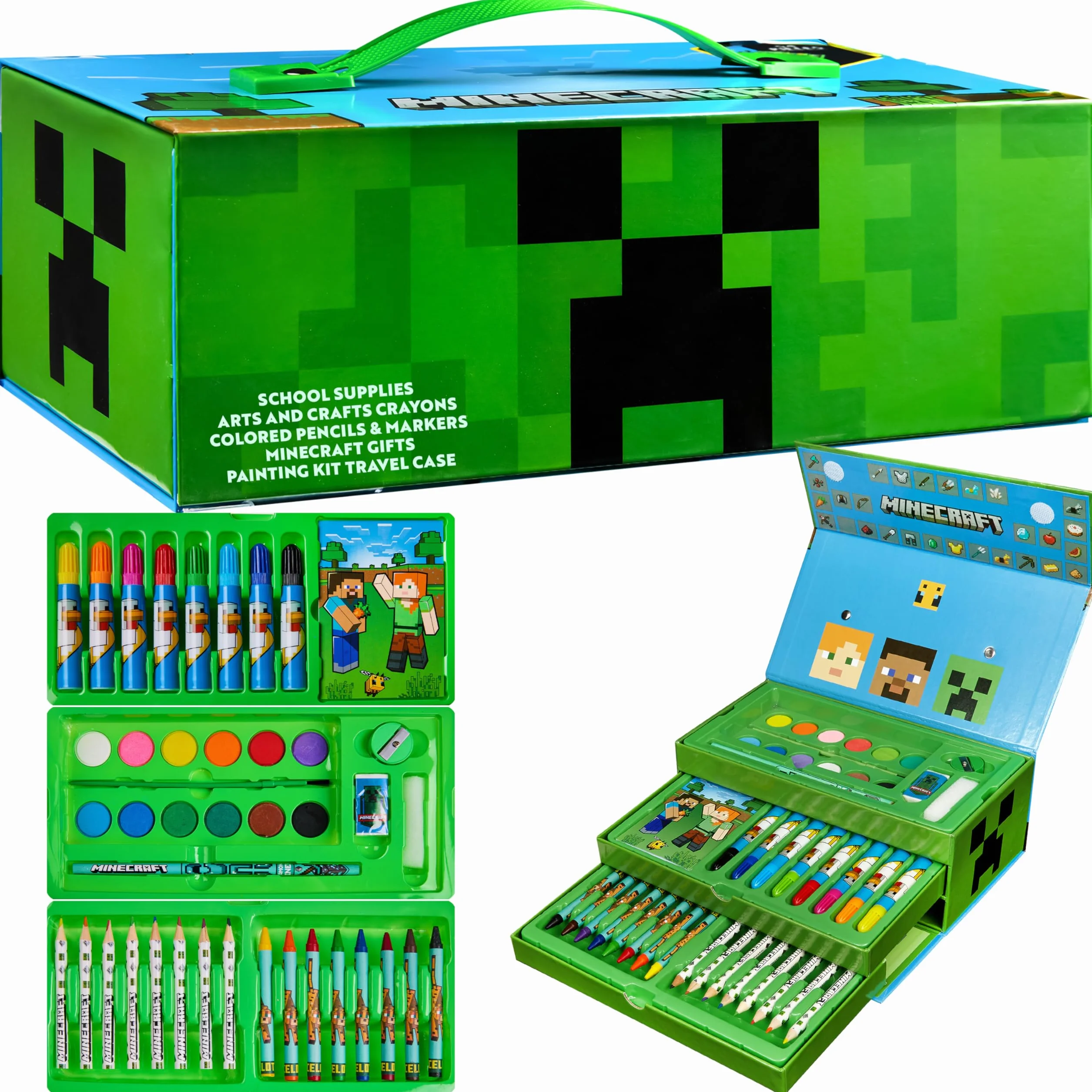 Minecraft Coloriage Enfant Malette Dessin et Peinture Garçon 40+ Pcs