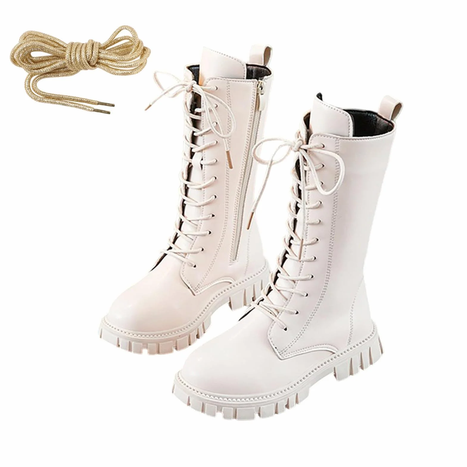 Bottines Fille Enfant Style Gothique Déguisement Costume Bottes Hiver Neige Chaussures Lacets Fermeture Éclair Punk