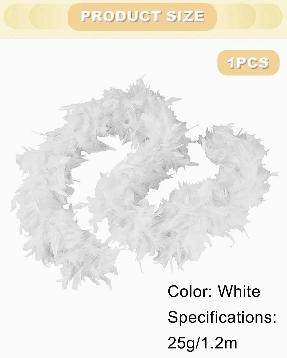 Boa en Plumes Blanc 120cm - Plume Boa pour Déguisement, Danse, Mariage, Fête, Cosplay, Halloween