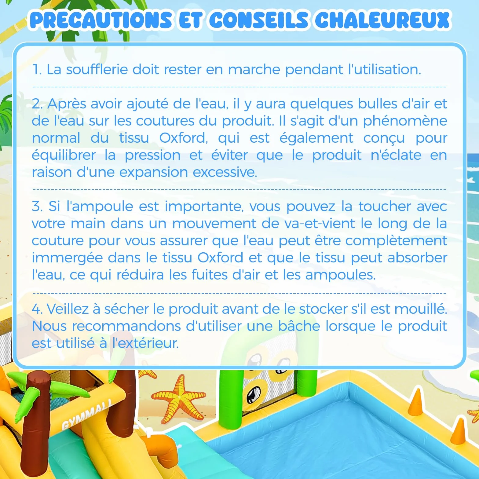 Château Gonflable à Eau 450W 10-en-1 Toboggan Aquatique pour Enfants avec Piscine et Glissade