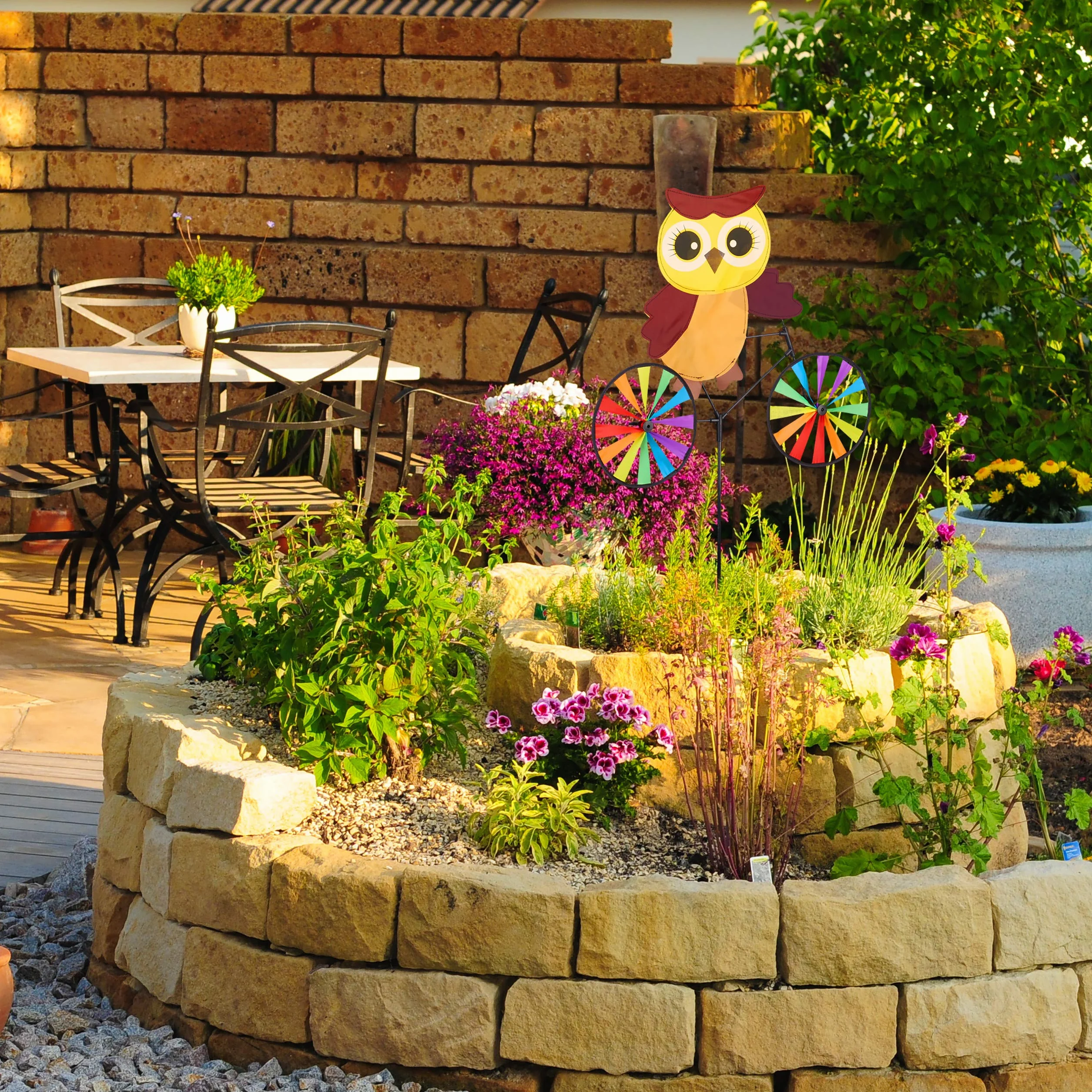 Relaxdays Carillon à Vent à Planter Vélo Jouet Jardin 85 cm Marron