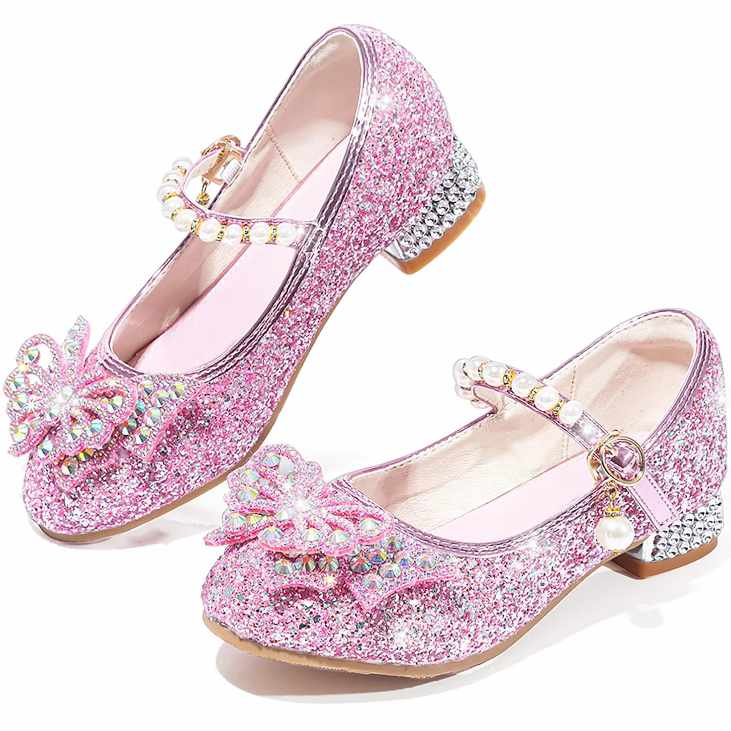 Chaussure Princesse Fille Talon Paillettes Chaussures Danse Enfant Déguisement Sandale Crystal Bling