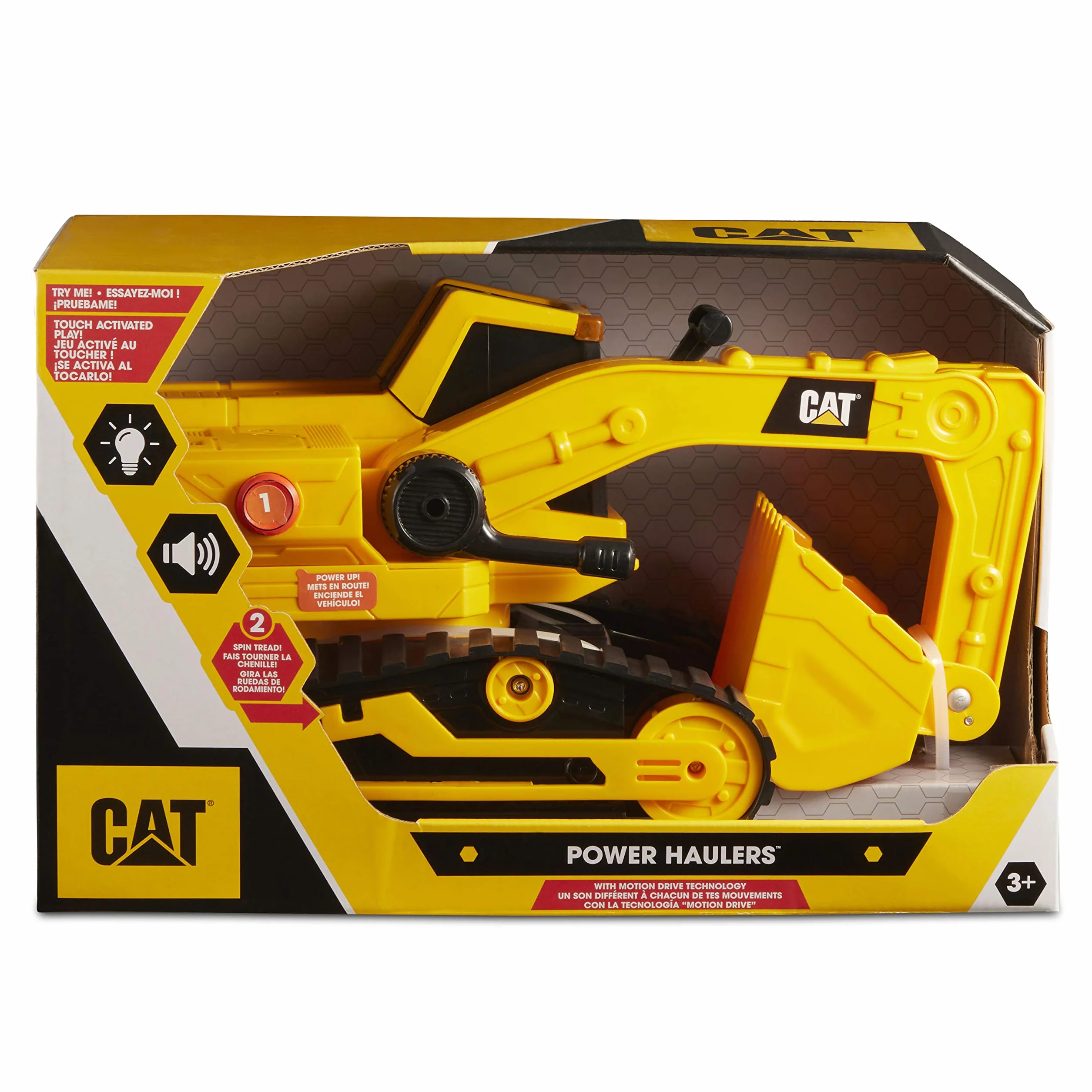 Excavatrice CAT 29,5 cm Enfant – Engin de Construction avec Lumières et Sons, Technologie de Contrôle du Mouvement, Jeu Interactif 3 Ans+