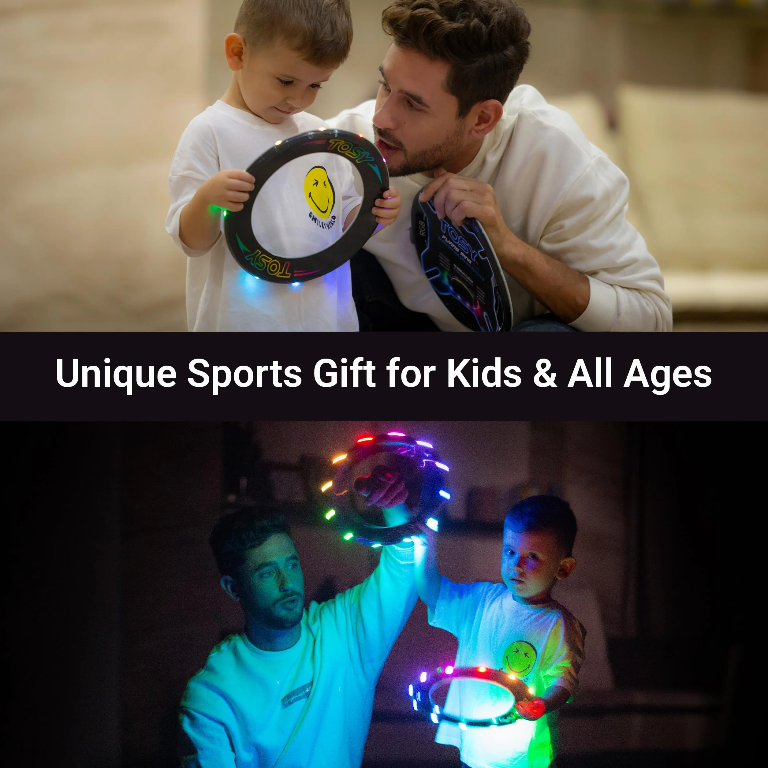 TOSY Anneau Volant 12 LED Lumineux Mode Perdu Automatique étanche Frisbee Cadeau Camping Enfant