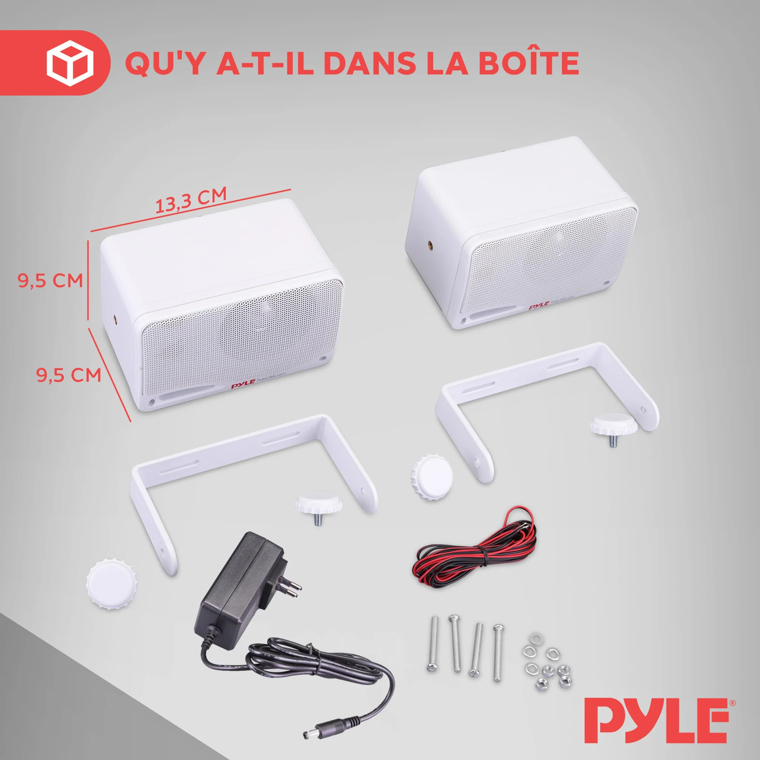 Pyle Enceinte d’Extérieur Bluetooth 200W, Paire d’Enceintes Actifs et Passifs 3 Voies, Blanc
