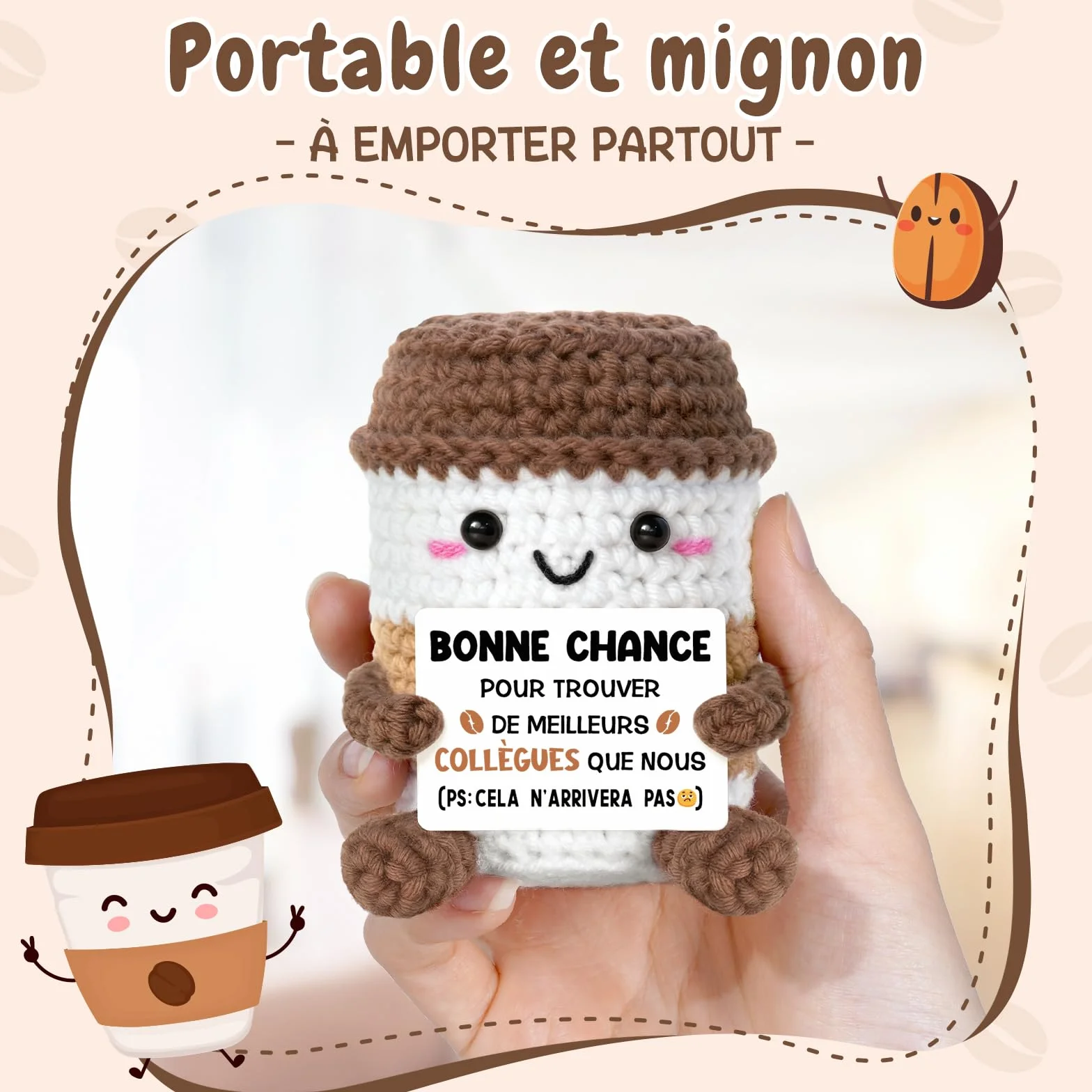 Peluche Espresso Crochetée Faite Main | Idée Décoration Bureau Maison