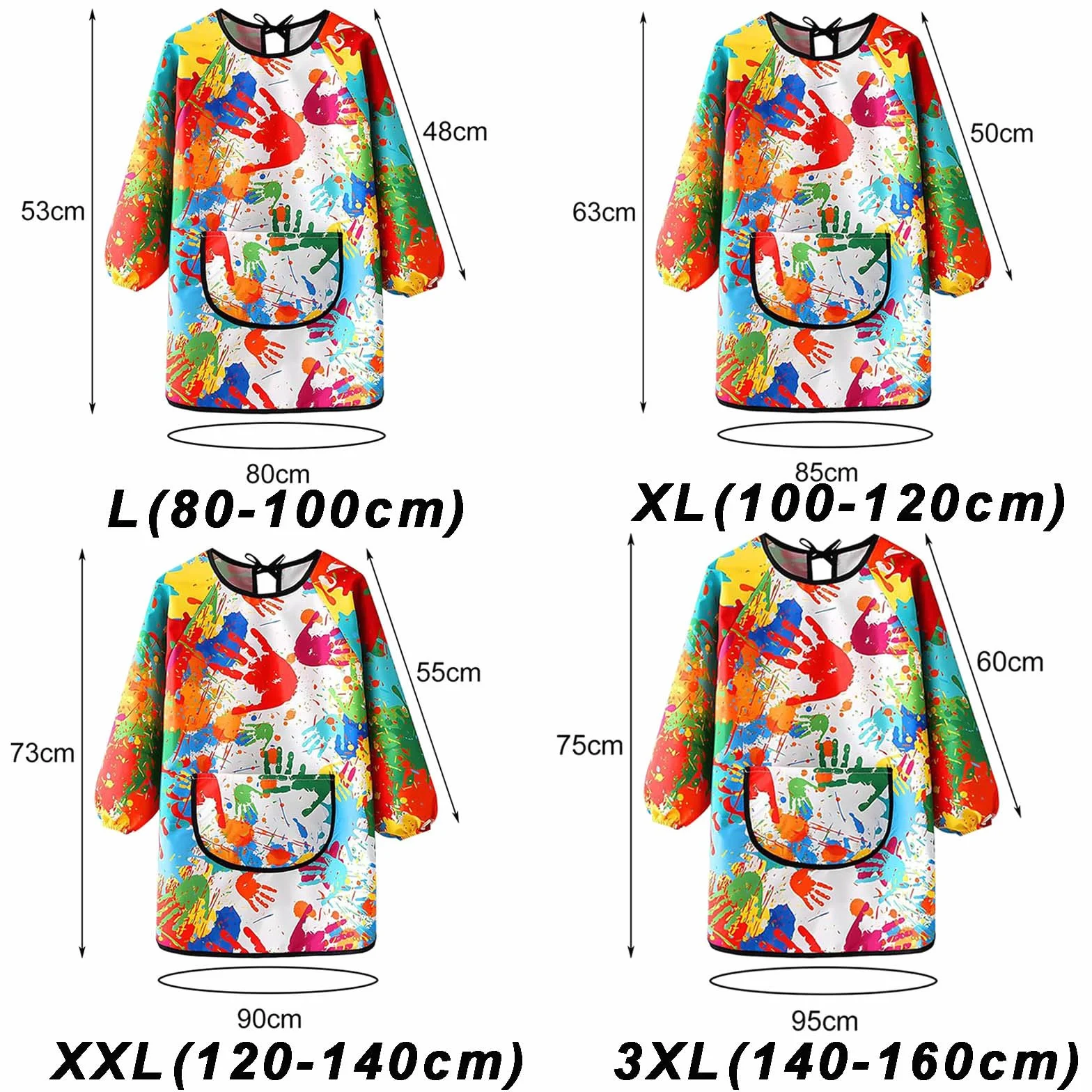 Tablier Peinture Enfant Imperméable Réutilisable Manche Longue pour Peinture Cuisine Filles Garçons