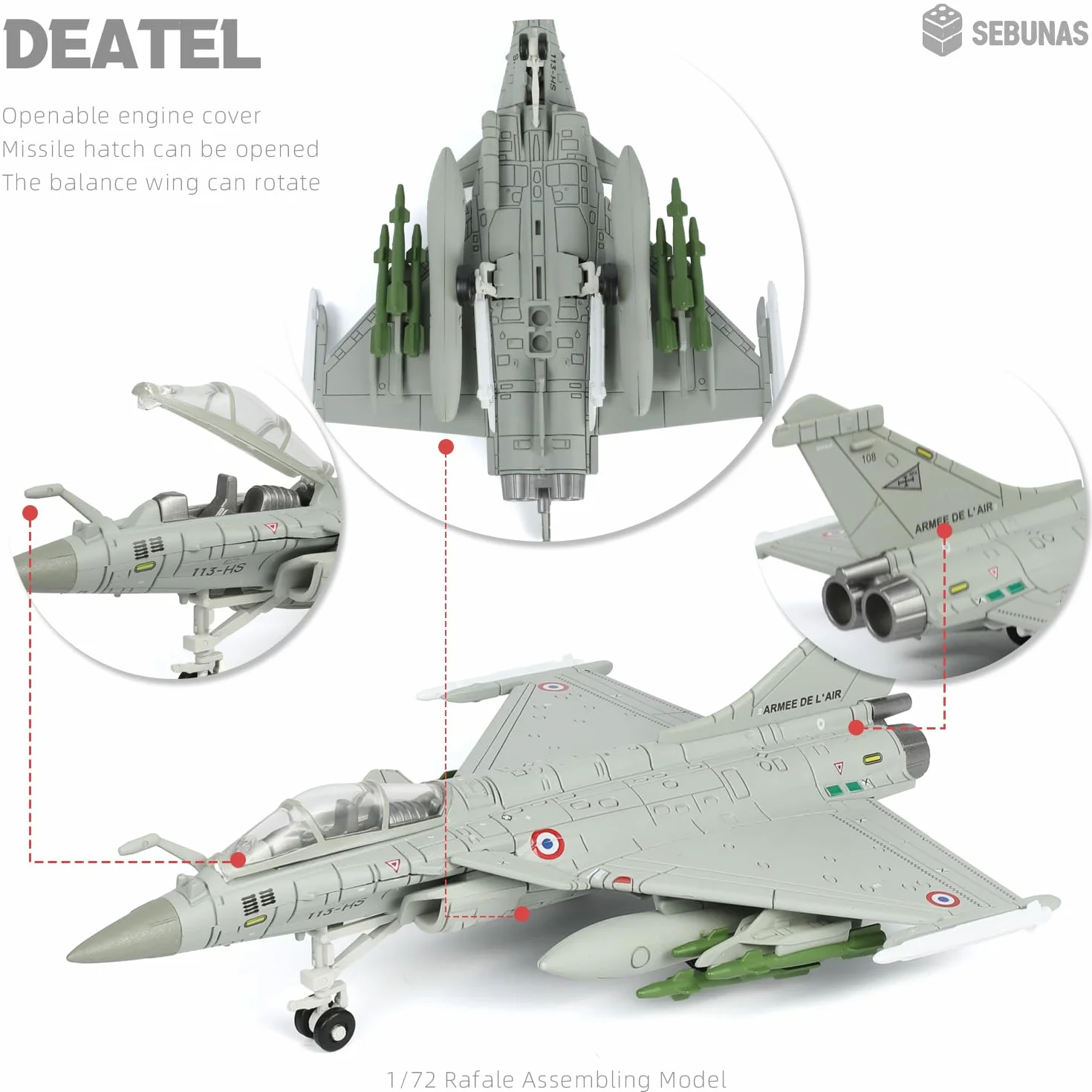 Dassault Rafale Maquette Avion Échelle 1:72 Kit Plastique Snap Fit