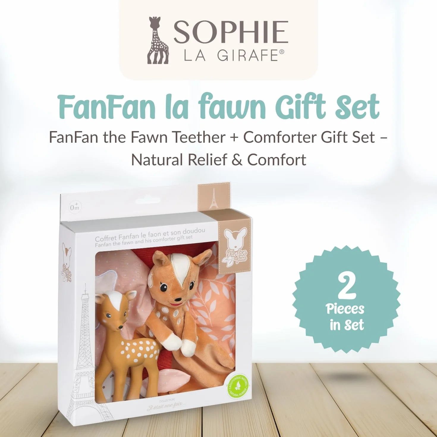 Vulli Coffret Fanfan Le Faon Et Son Doudou Jouet Bébé 0 Mois+ Caoutchouc Naturel Textiles Sensoriels Attache Sucette