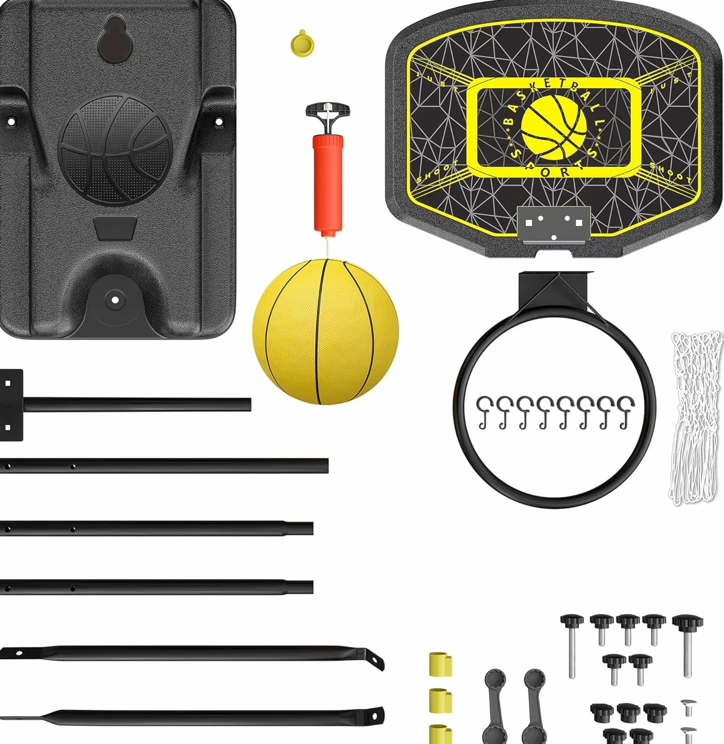 Panier de Basket Enfants Hauteur Réglable 110-190 cm Jouets Extérieur Intérieur