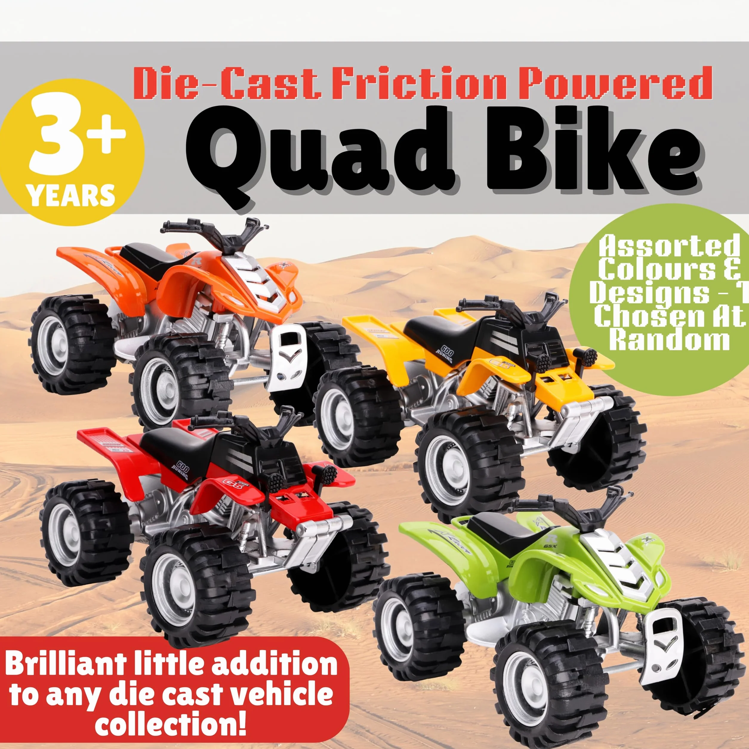 Toyland 11cm Die Cast Friction Powered Quad Bike