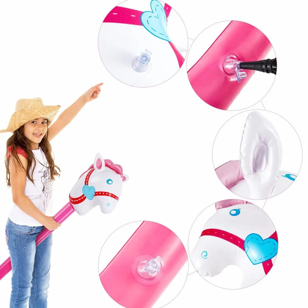 Bâtons Gonflables de Cheval 4PCS Jouets Enfants Poney Gonflable Rouge