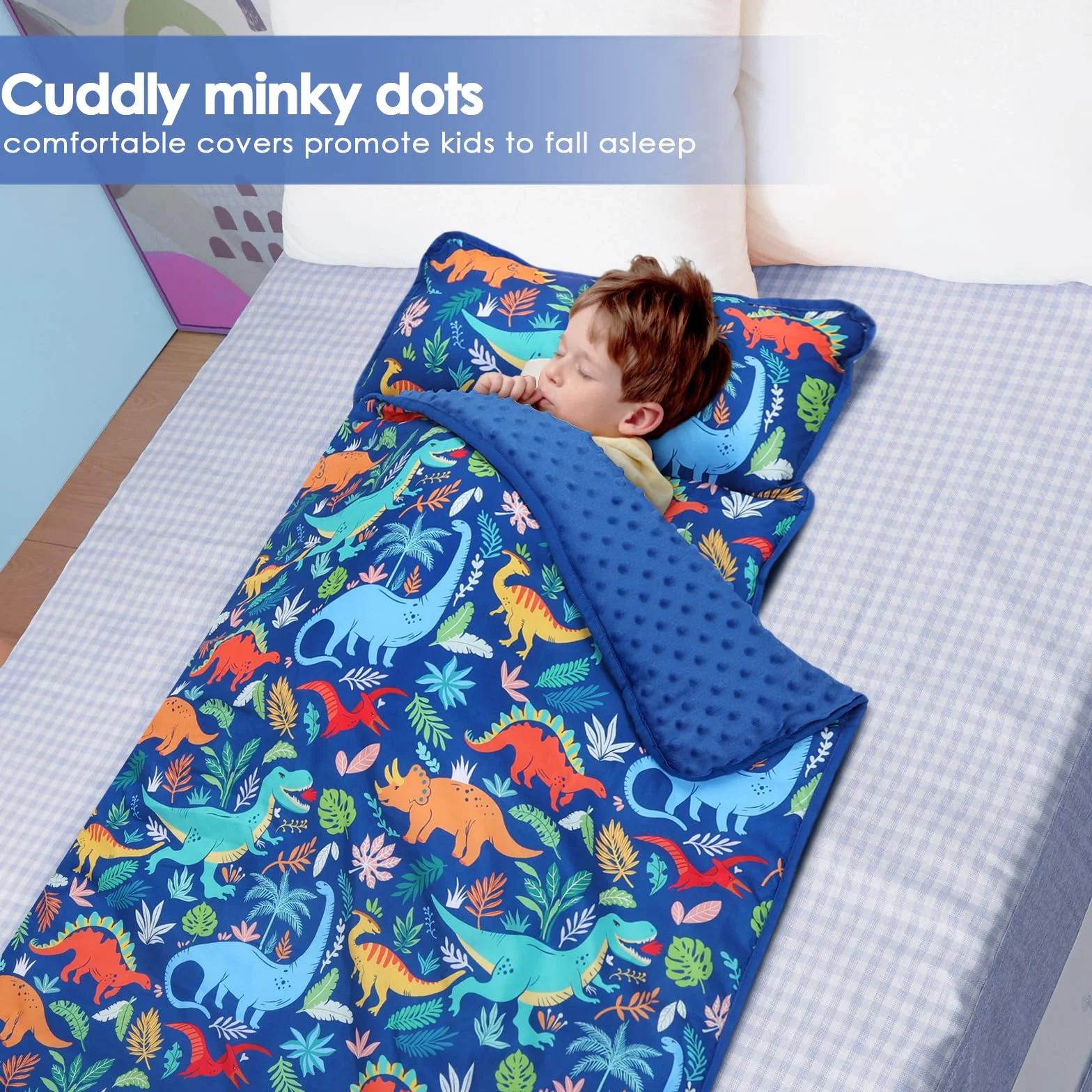 Tapis de Sieste Enfants avec Oreiller et Couverture Amovibles Sac de Couchage 2 en 1 Très Épais pour Garçons et Filles