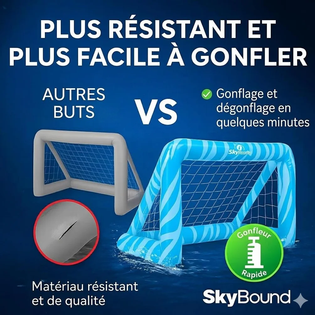 SkyBound Lot de 2 buts de piscine gonflables pour enfants avec ballon et sacs de poids