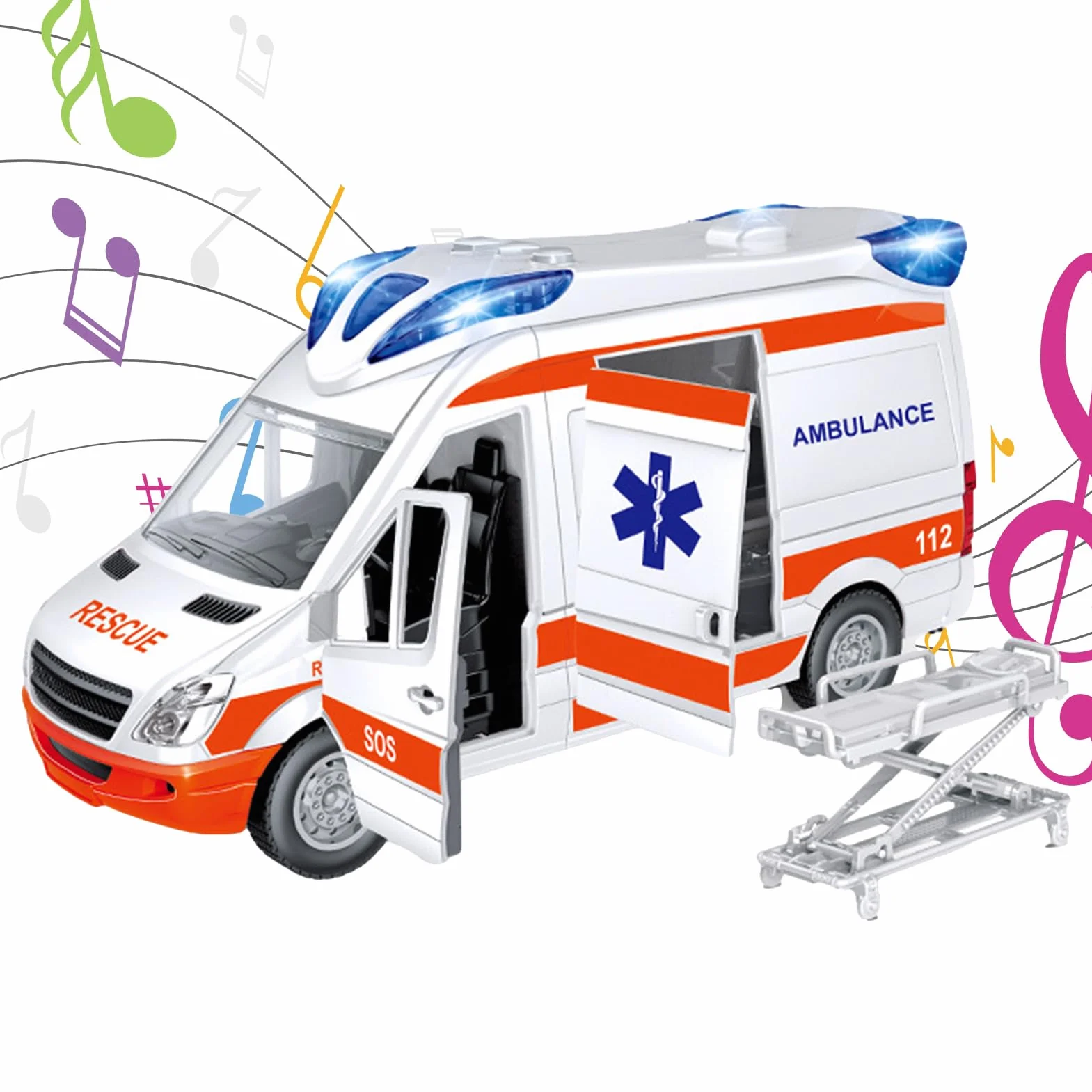 Sollee Ambulance électrique Jouet Camion avec lumières clignotantes et sons réels Cadeau pour enfants