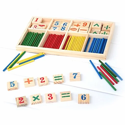 Bâton en Bois Mathématique Matériel Éducatif pour Enfants Jouet Préscolaire