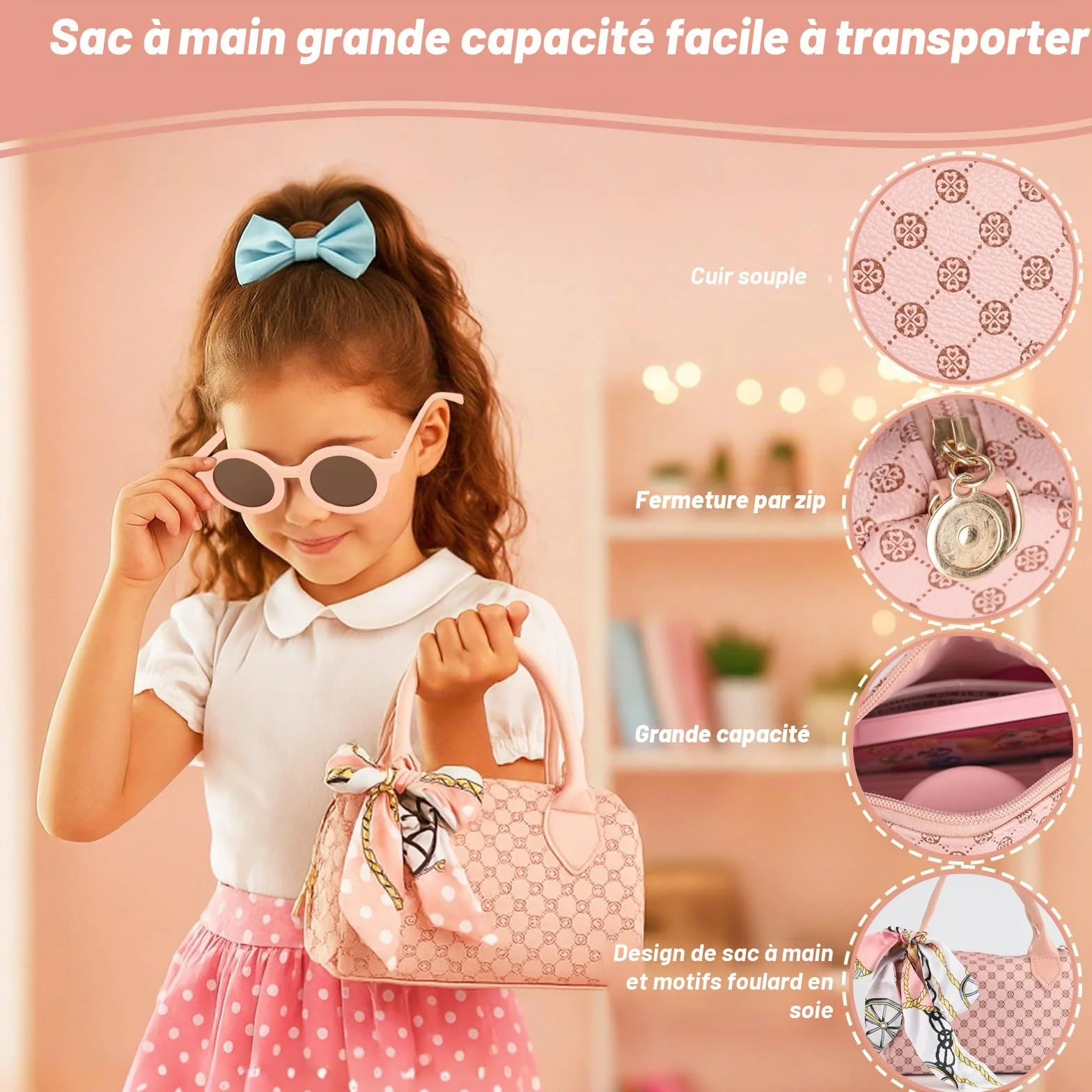 Sac à main pour petites filles avec accessoires – Ensemble de maquillage pour tout-petits