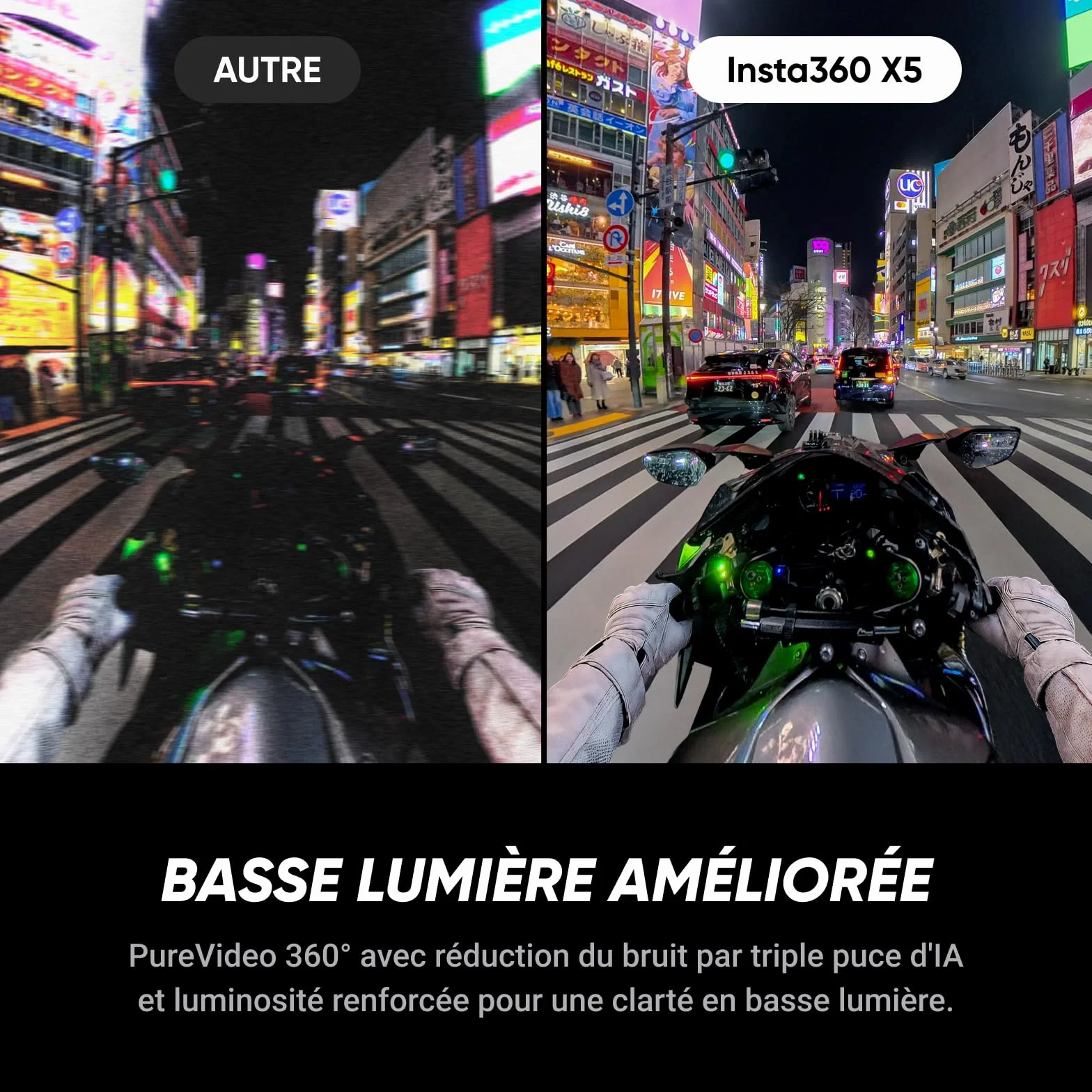 Insta360 X5 Caméra 360 8K, Perche Invisible, Étanche, pour Moto Sport Voyage