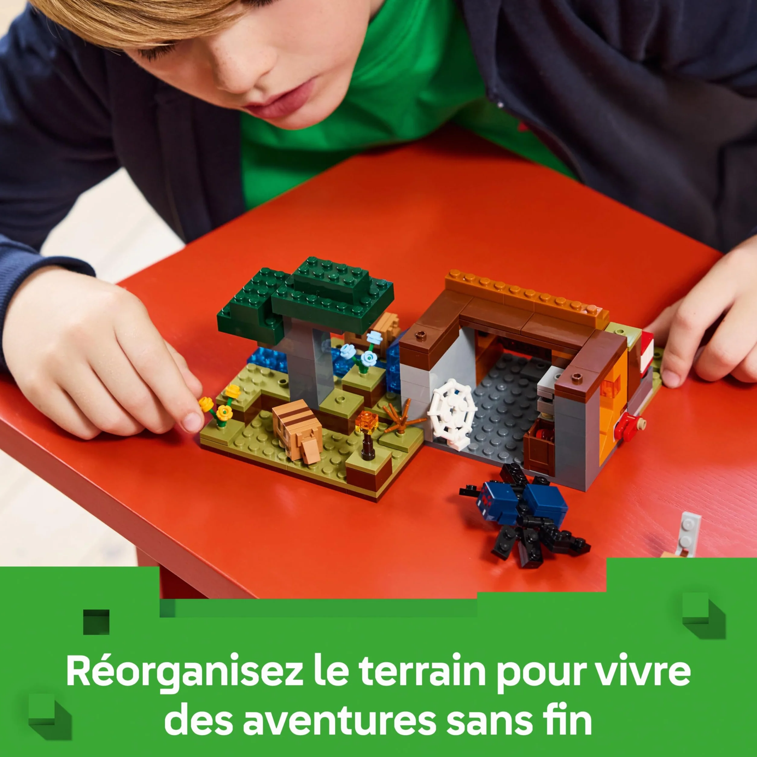 LEGO Minecraft L’Expédition dans la Mine du Tatou 21269 Jouet Interactif Figurines Araignée Venimeuse Loup TNT Cadeau 8 Ans