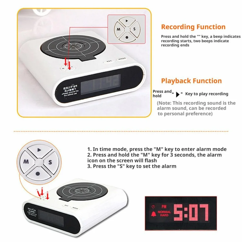 Réveil cible avec tir de pistolet, affichage LED, gadget interactif pour maison et bureau