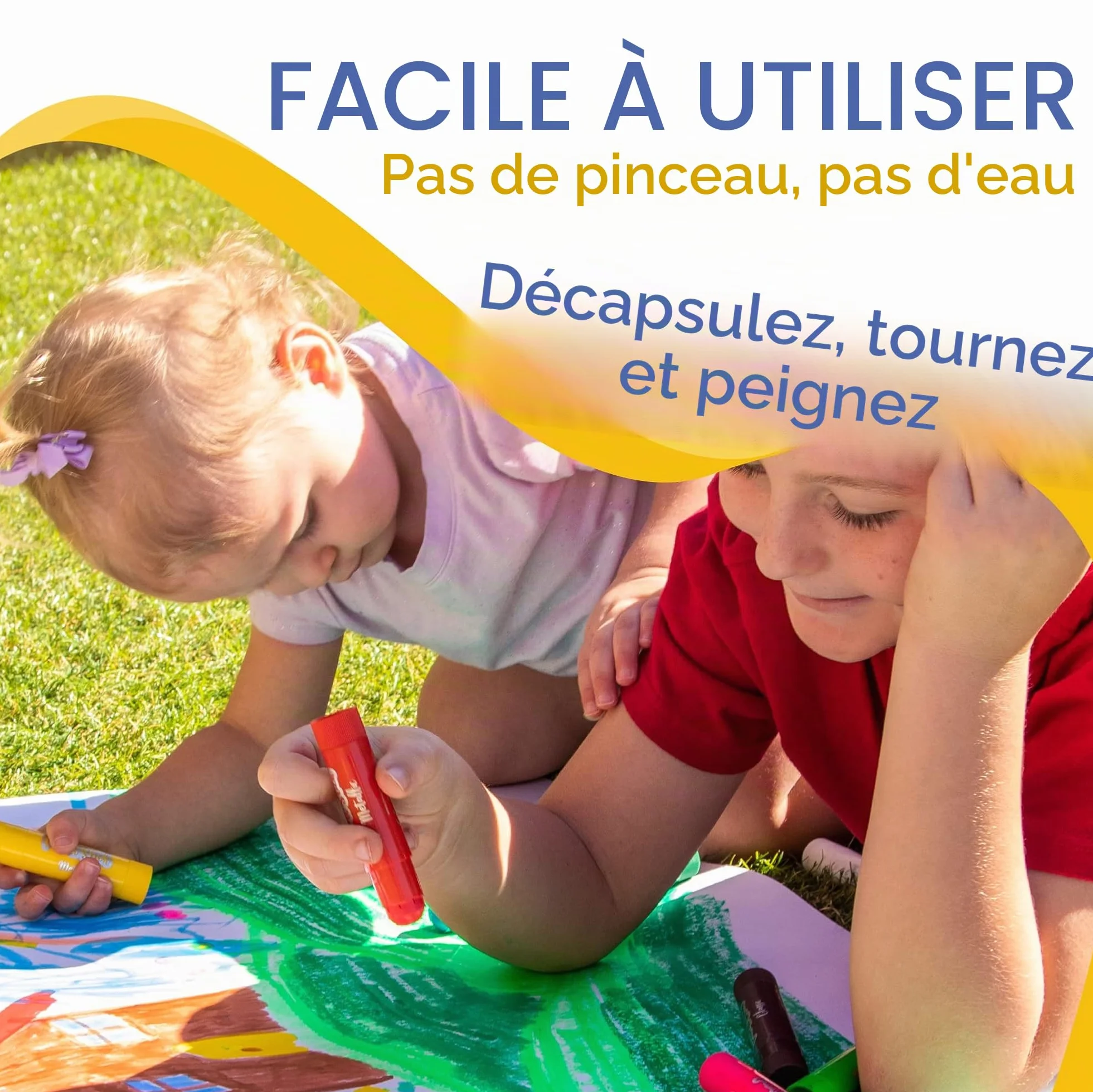 Zenacolor Lot de 30 bâtons de peinture pour enfants - Fournitures d'art sans désordre