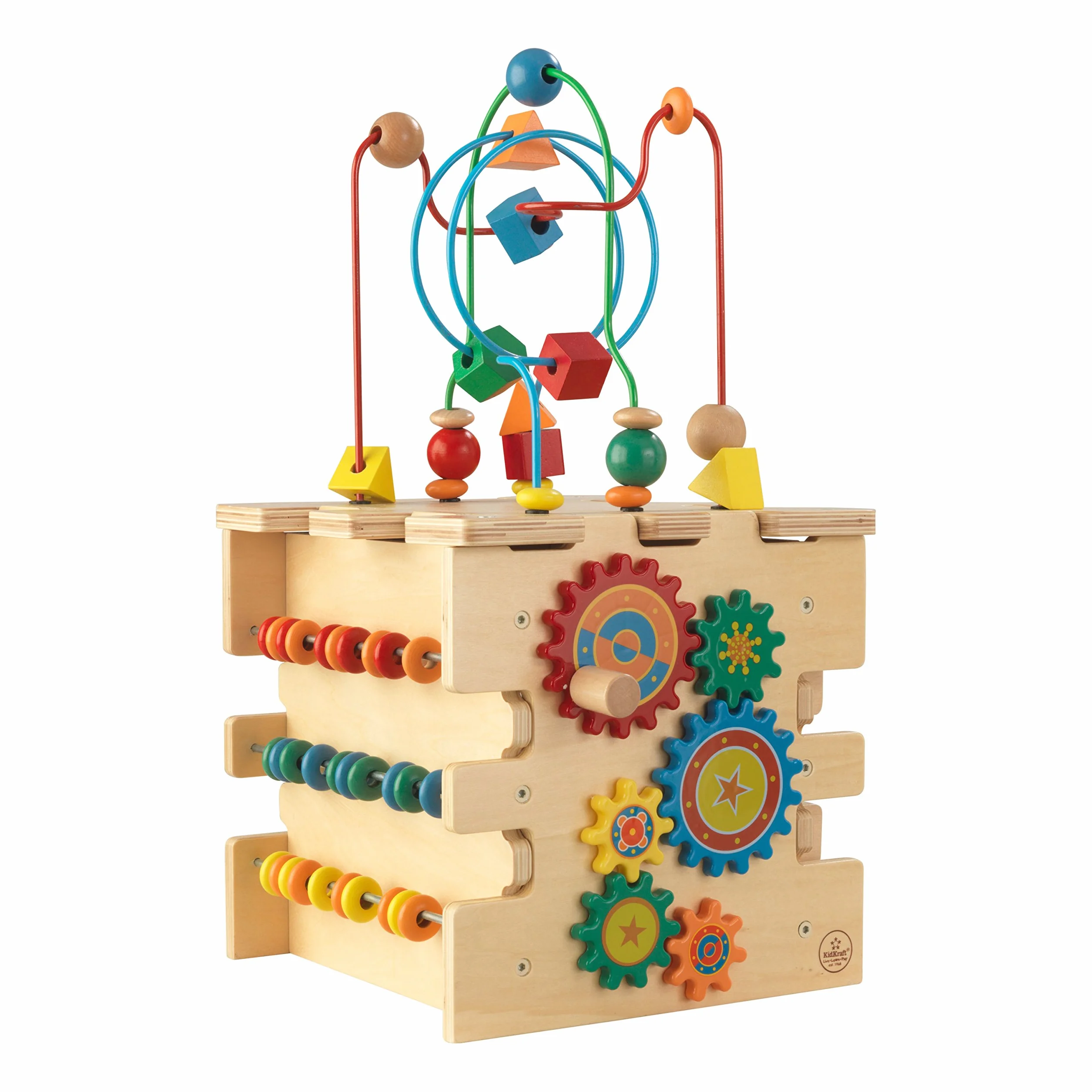 KidKraft Cube d'Activité Bébé Deluxe en Bois, Centre éducatif avec Labyrinthe de Perles et tri, Jouets d'Activité et de Développement 1 Ans