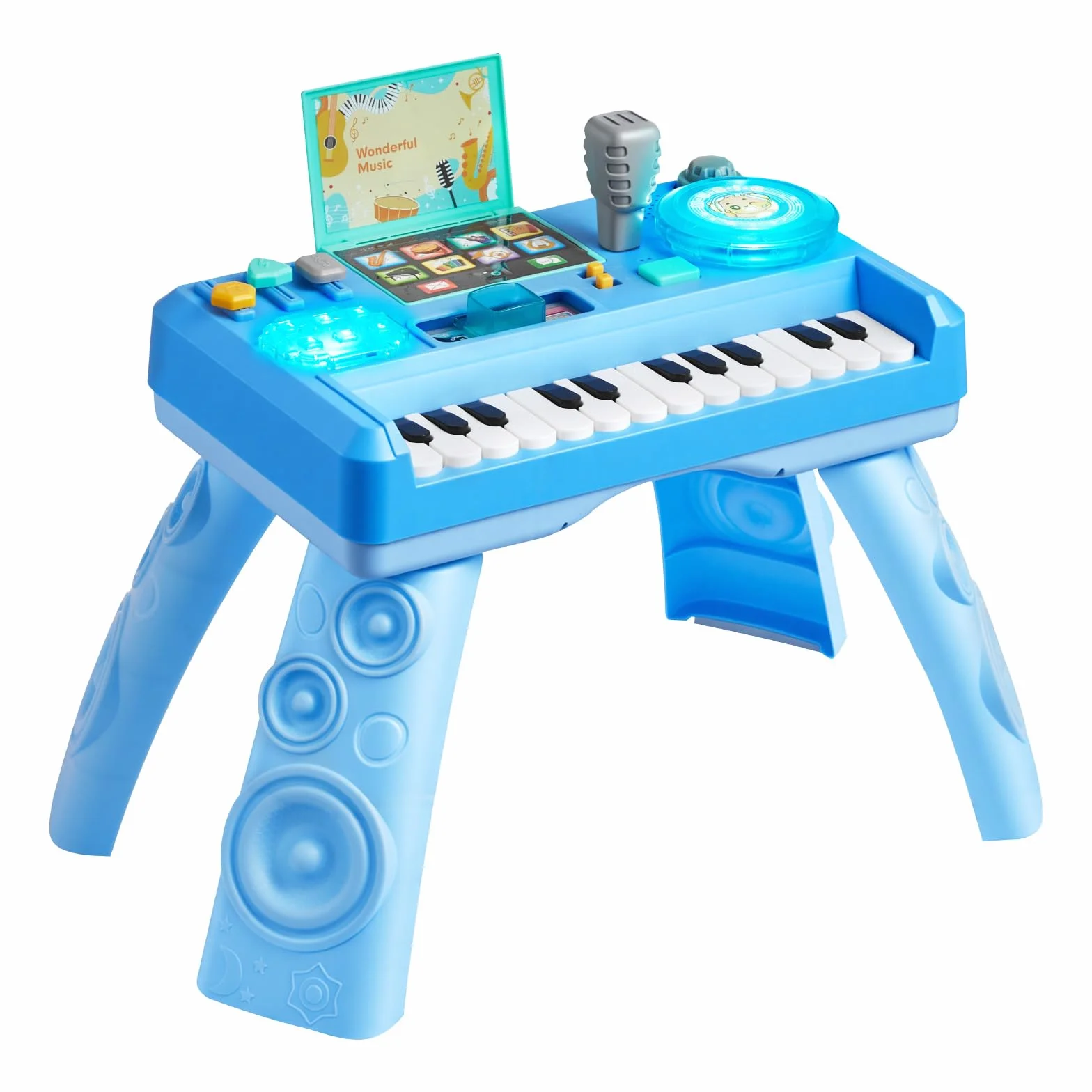 VEVOR Table Activité Bébé 6 Mois et Plus 16 Jeux Jouet Musical Éducatif avec Platine DJ Enregistrement et LED, 133 Sons