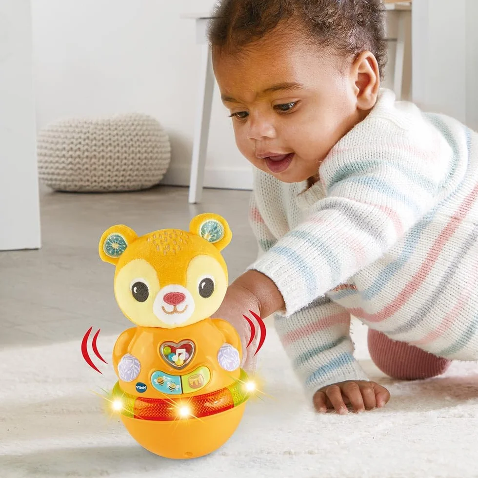 VTech Bonbon Ourson Culbuto Ours Peluche Rigolo Tourne Bascule Jeu Motricité Éveil Cadeau Bébé 6 Mois Français