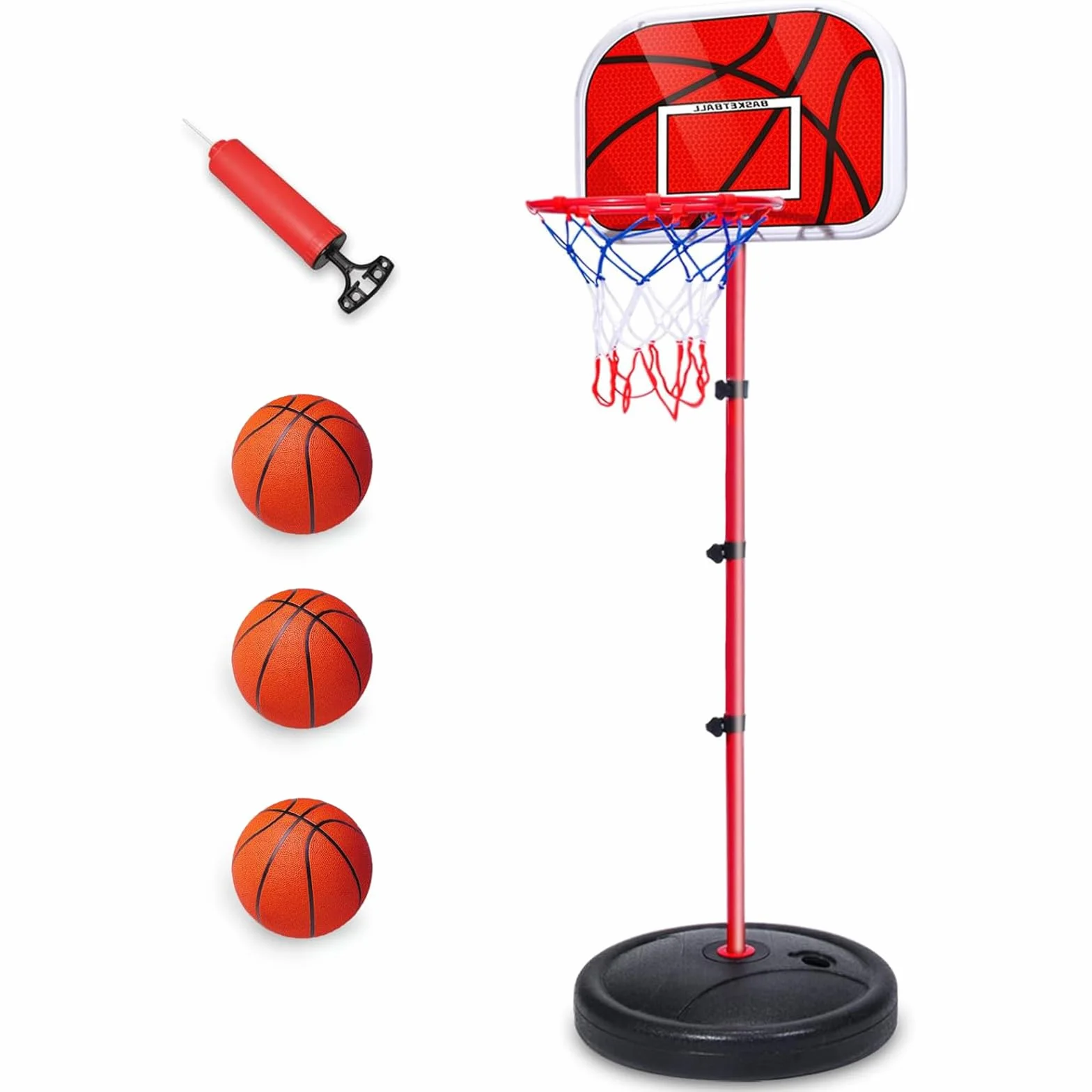 Panier de Basket Enfant avec Hauteur Réglable 50-150 cm - 3 Ballons + Pompe Inclus - Jouet Sportif pour Enfants 3-8 Ans