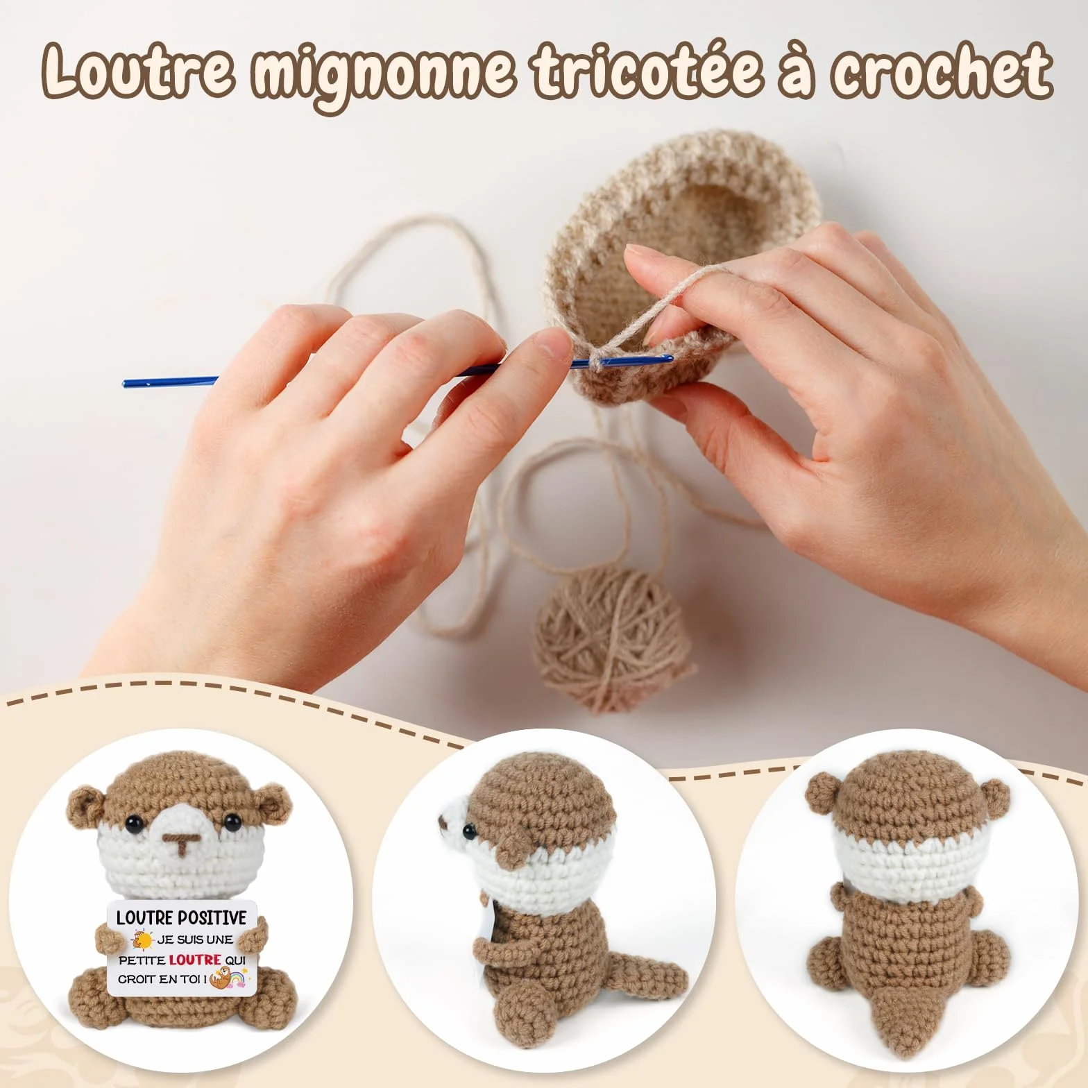Peluche Loutre Positive avec Carte - Cadeau Original Femme Homme