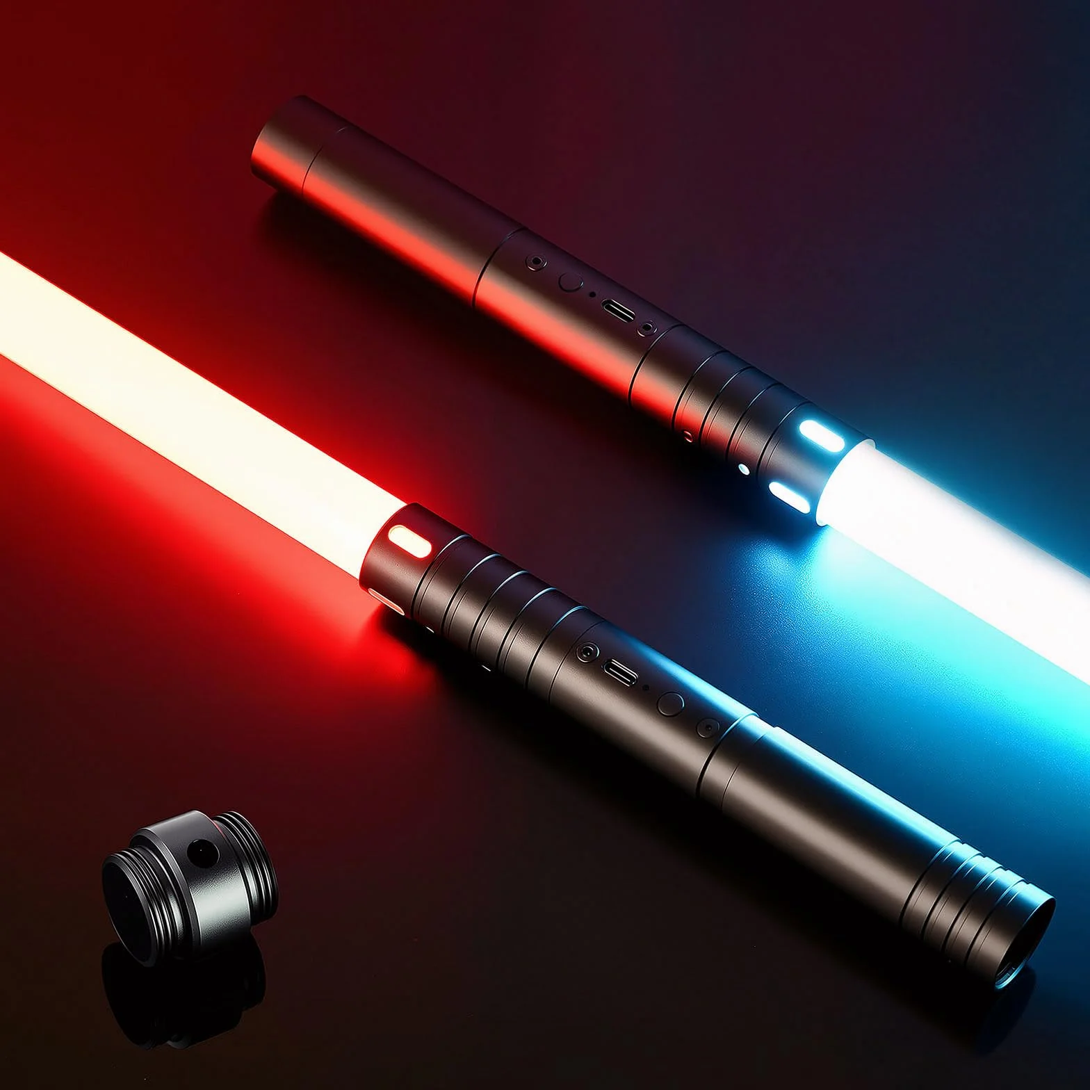 Sabre Laser Enfant 2 en 1 15 Couleurs 4 Modes Sons USB-C Noir