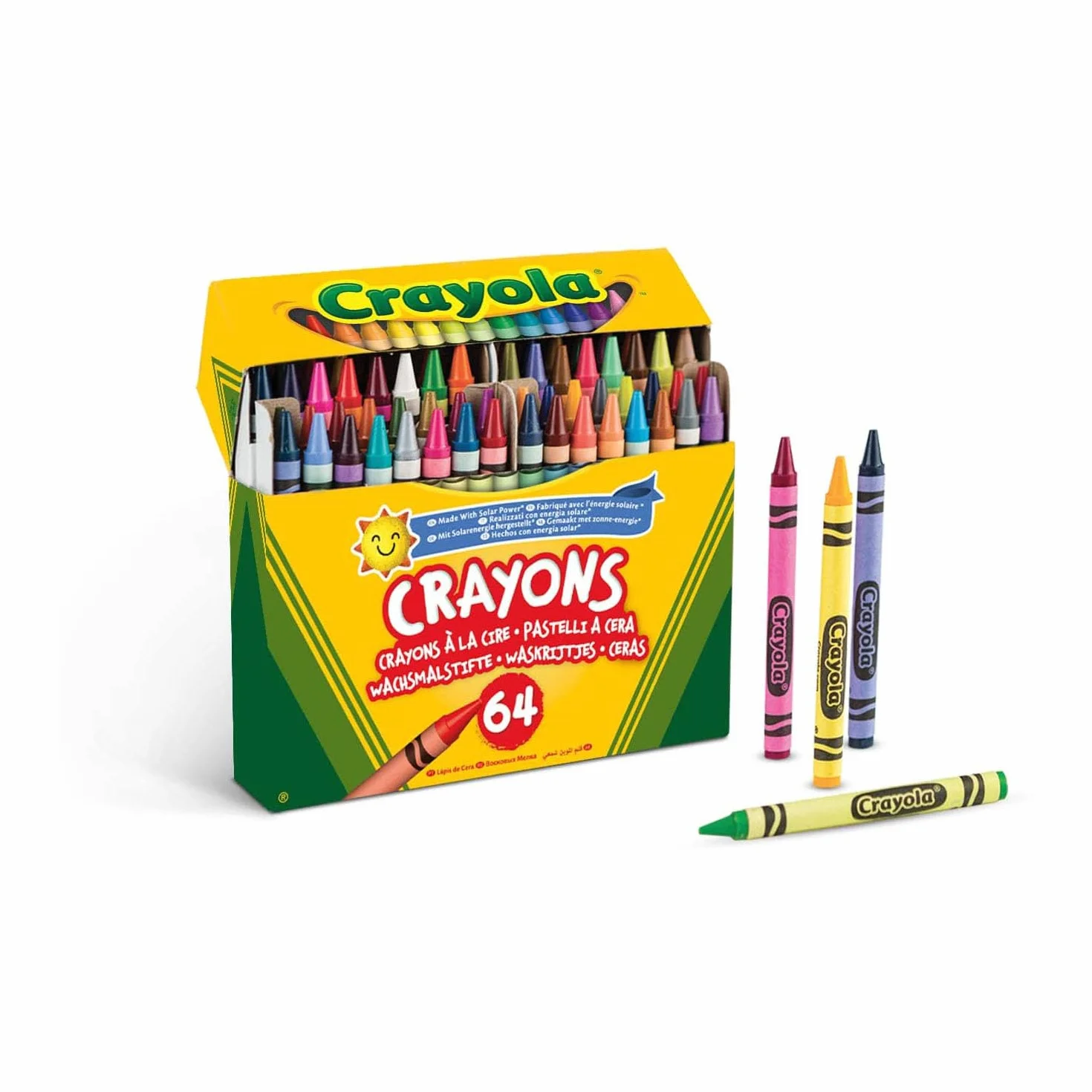 CRAYOLA Boîte de 64 Crayons de Cire Assortiment de Couleurs